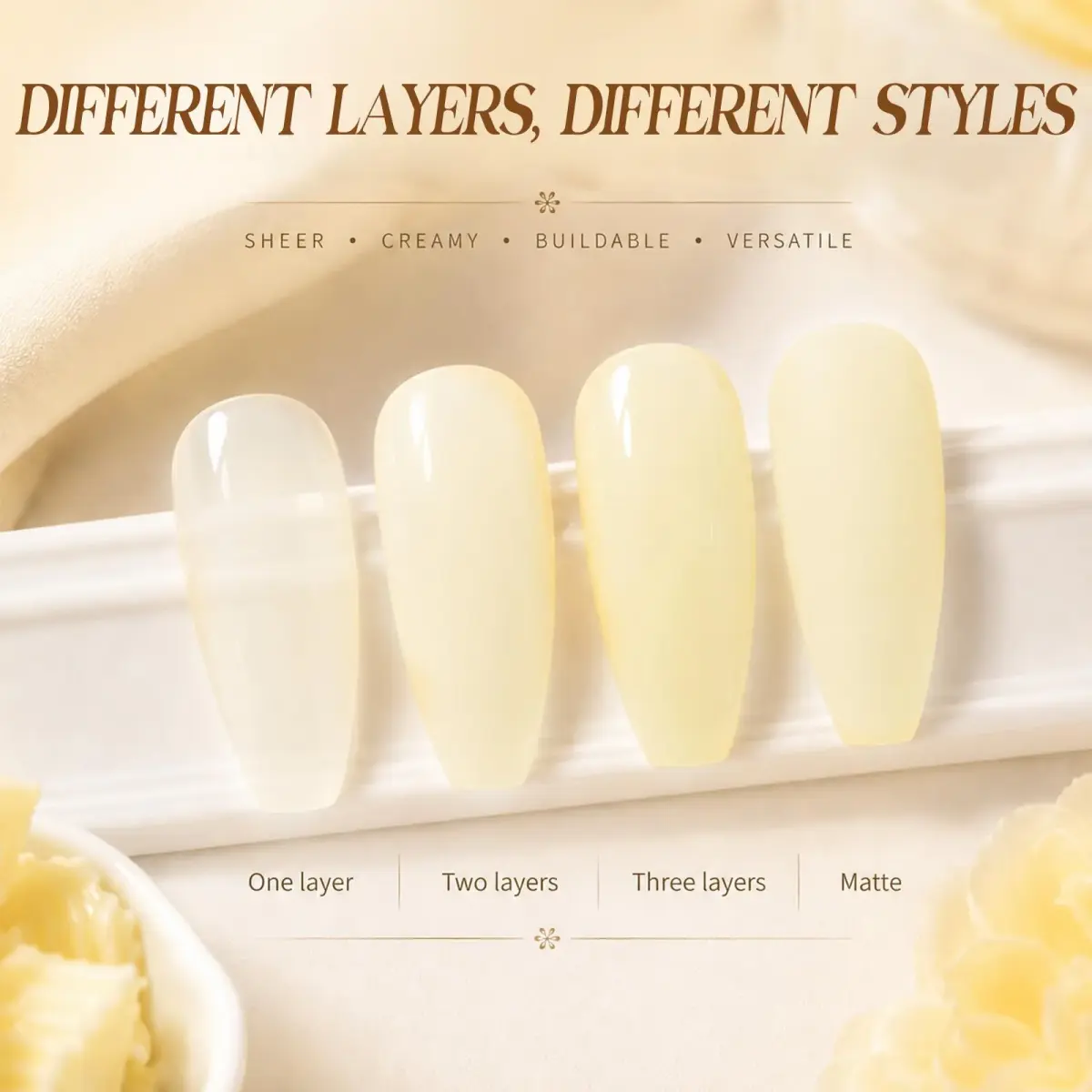 Beetles Butter Veil Yellow Jelly Gel Nail Polish 15ml | Sheer Translucent Effect - view 3
