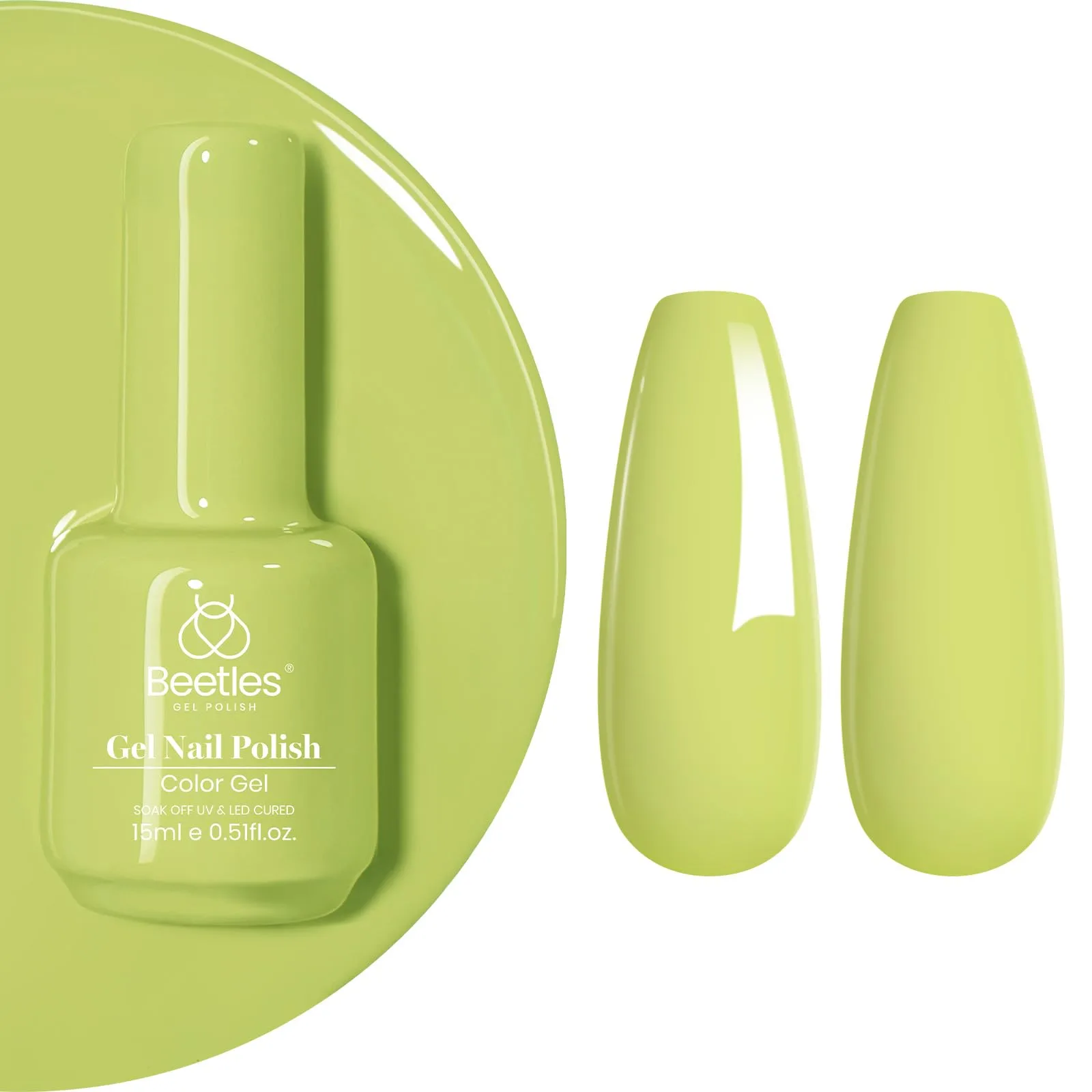 Beetles Gel Nail Polish Fresh Pistachio 15ml/0.51Fl Oz | Light Green Neon Lime Color for Summer Nails - main product image