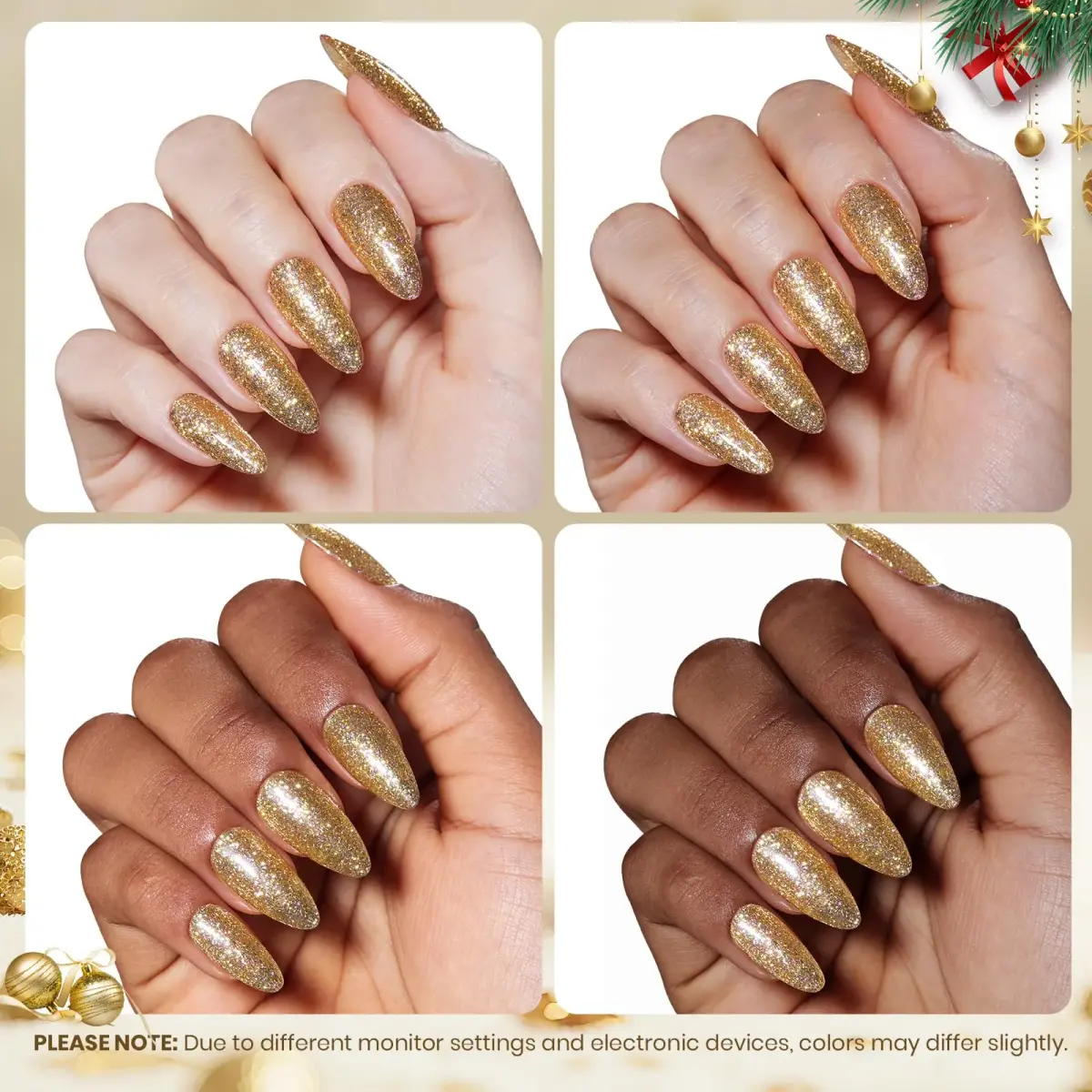 Beetles Gold Gel Nail Polish Sparkling Glitter Reflective Purple 15ml | Starlit Gold Glitter Gel Polish - view 5