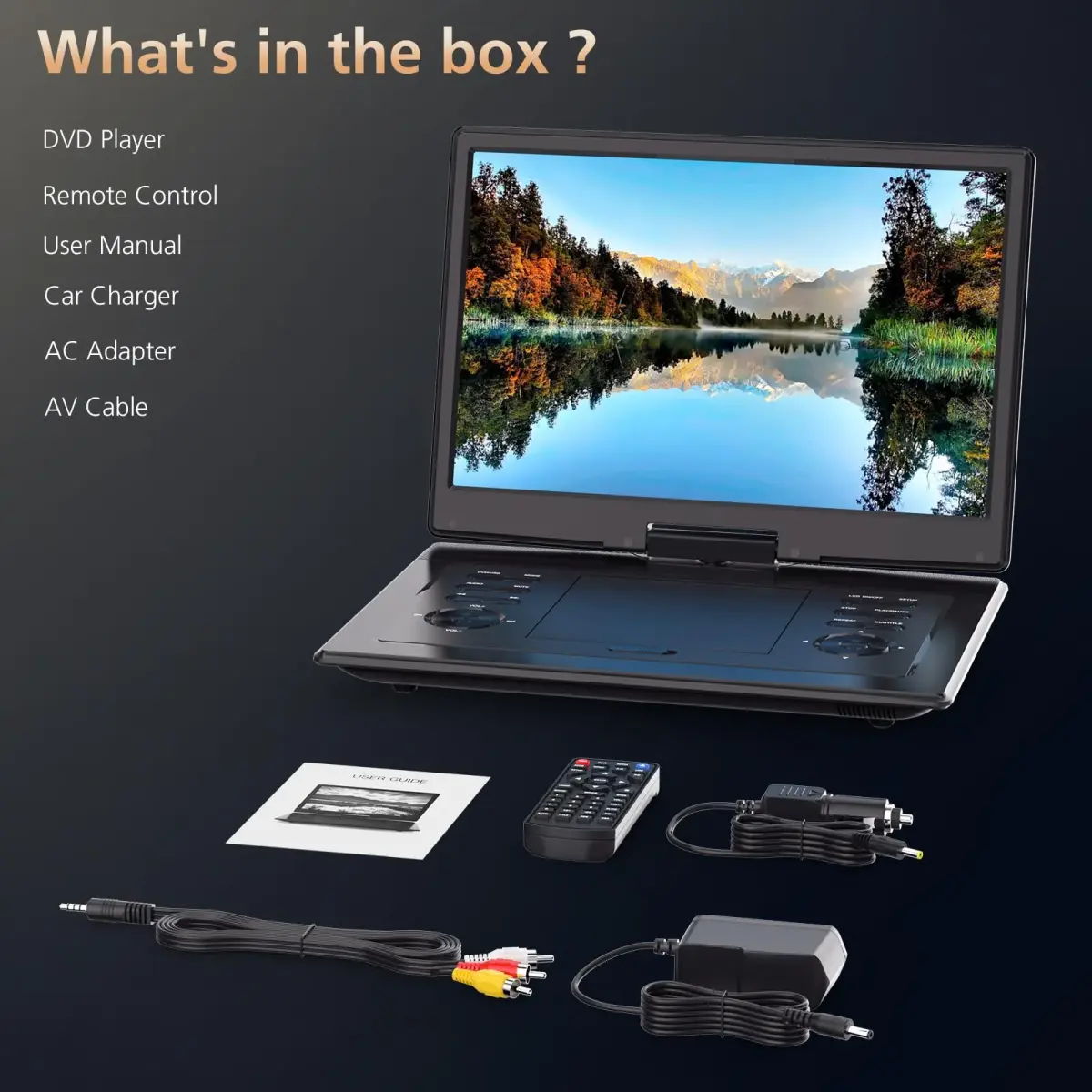 PJGCWB 17.9" Portable DVD Player with 15.6" Swivel HD Screen & 5-Hour Battery | Car DVD Player for Kids with Dual Speakers & Remote - view 6