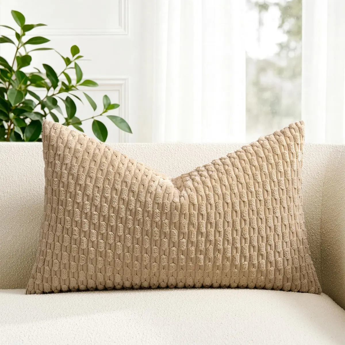 K KEVIN TEXTILE Soft Corduroy Lumbar Pillow Cover 24"x14" | Modern Boho Decor (70-120 chars) - main product image