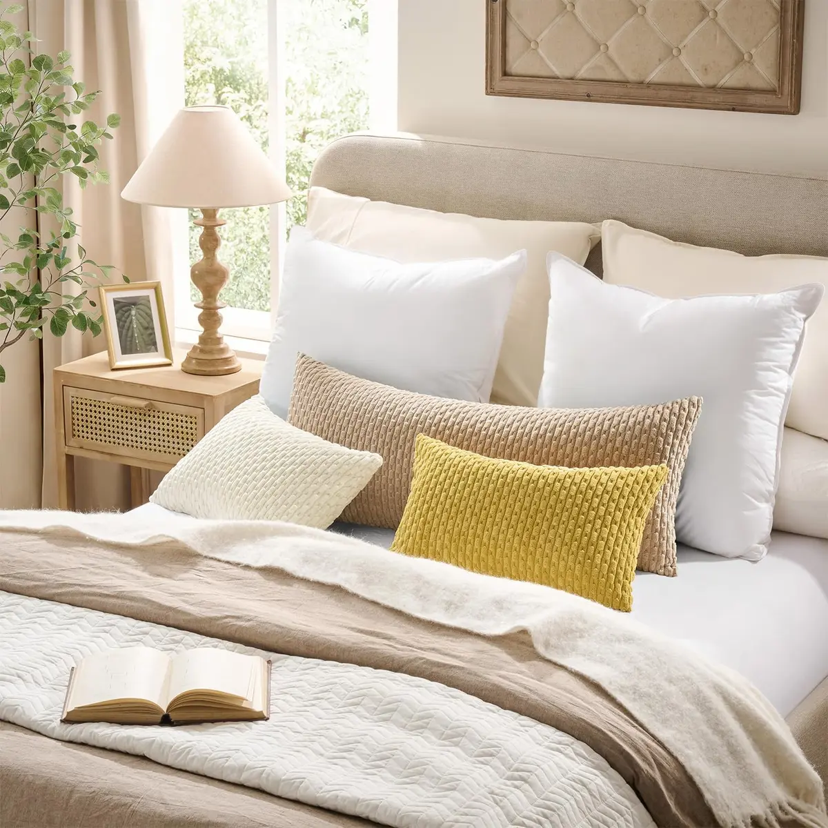 K KEVIN TEXTILE Soft Corduroy Lumbar Pillow Cover 24"x14" | Modern Boho Decor (70-120 chars) - view 5
