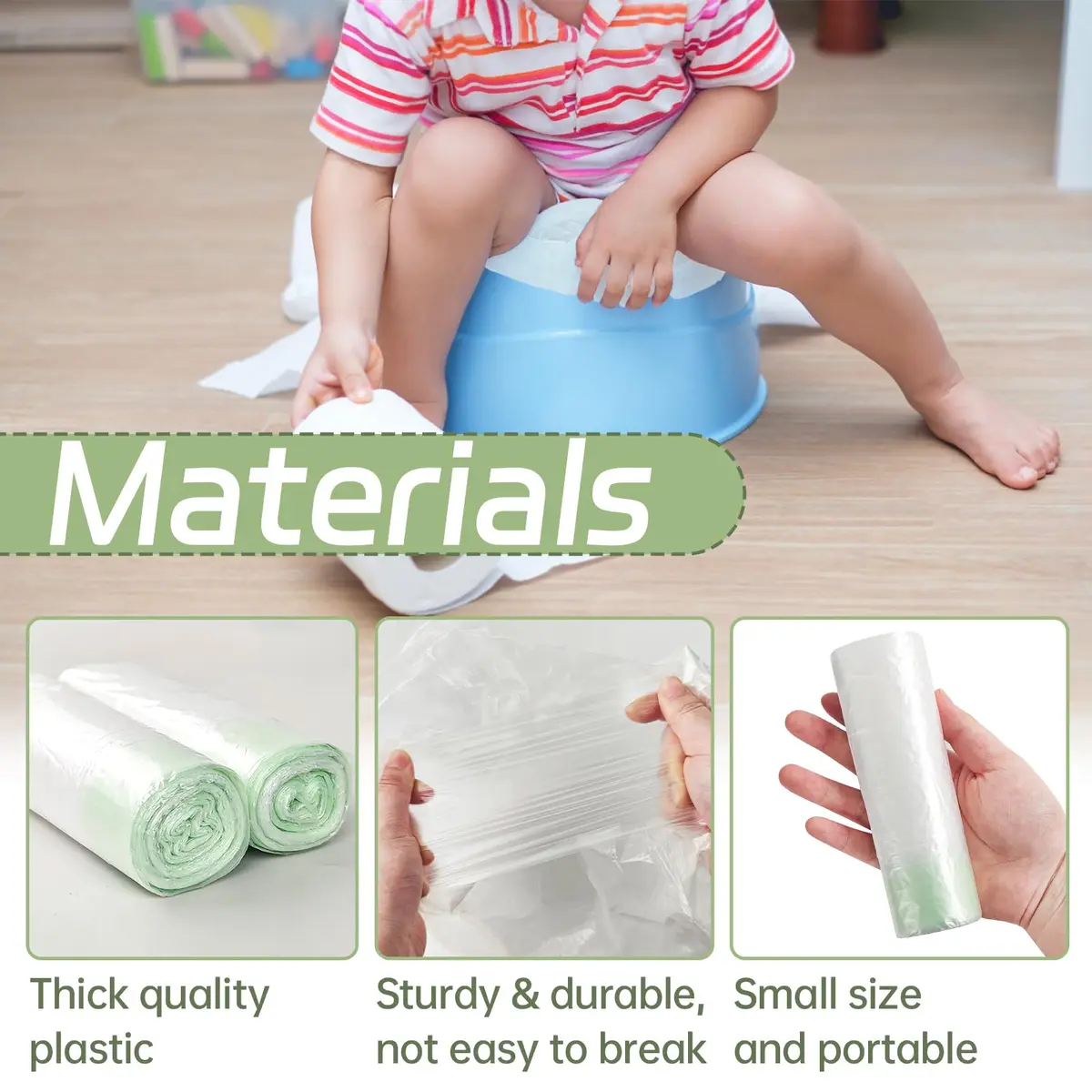 Panxxsen Portable Potty Chair Liners 200 Pack | Hygienic Travel Toilet Bags for Kids & Pets - view 3