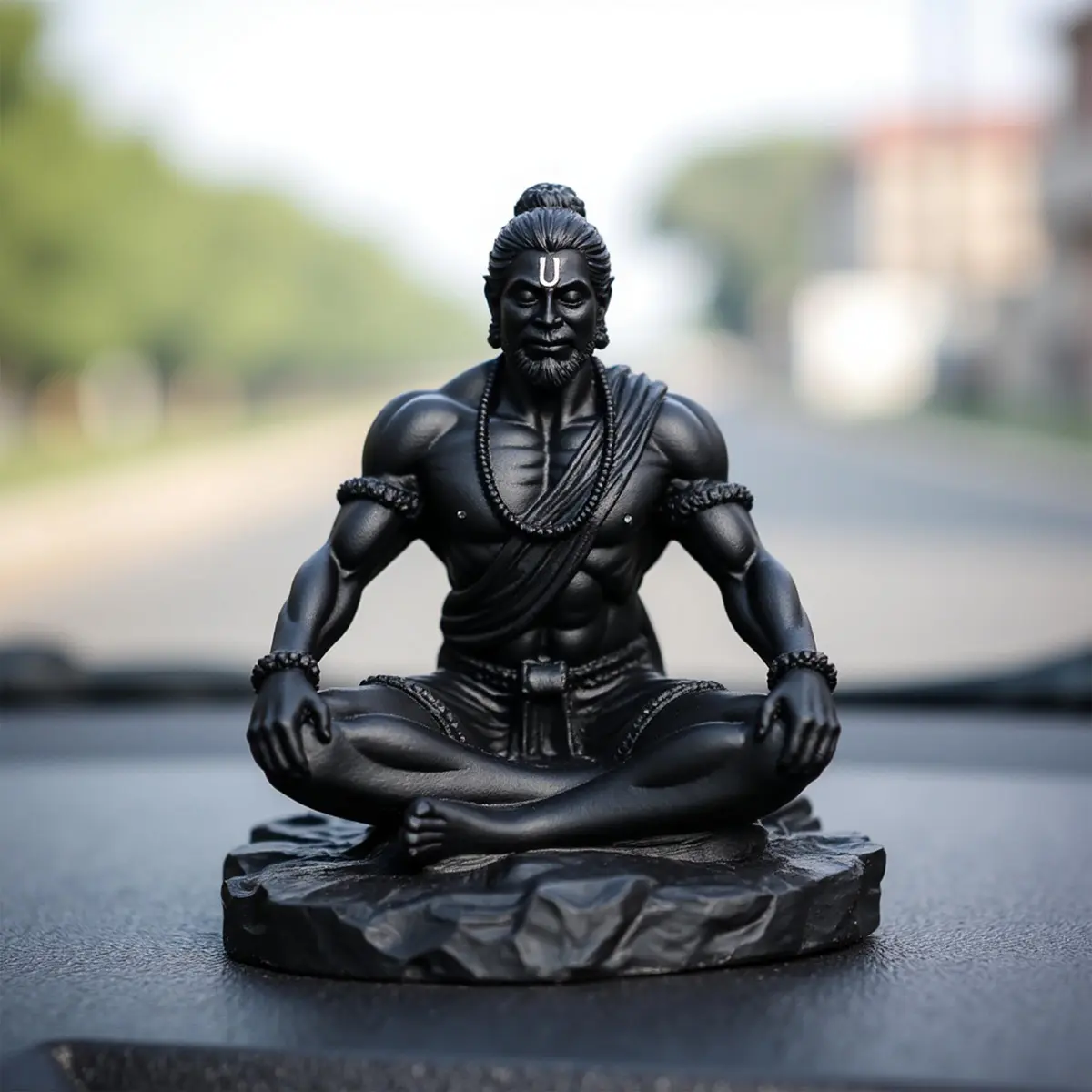 UNOVATE Lord Hanuman Idol for Car Dashboard, Home, Office Desk – Peace & Prosperity, Black Matte Finish - main product image