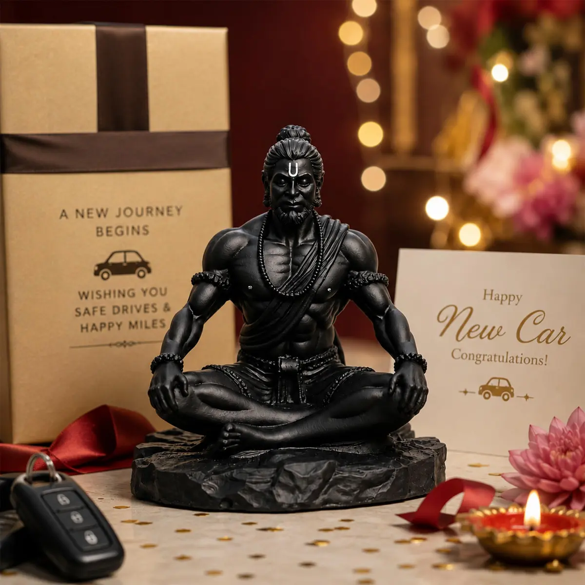 UNOVATE Lord Hanuman Idol for Car Dashboard, Home, Office Desk – Peace & Prosperity, Black Matte Finish - view 6