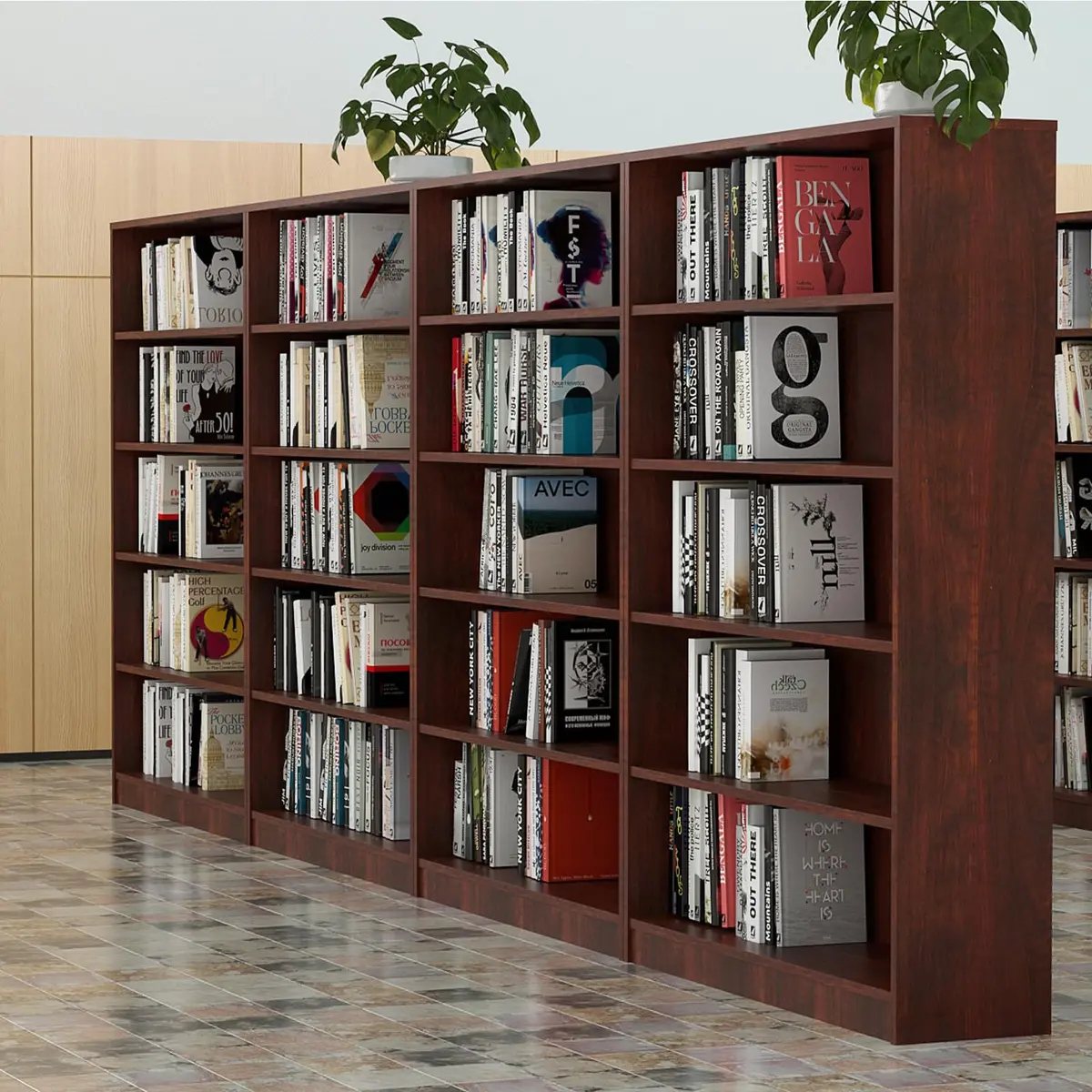 i-VTIES Bookcase Adjustable Storage Shelves 60-Inch Cherry | 5-Tier Modern Wood Bookcase for Bedroom & Office - view 8