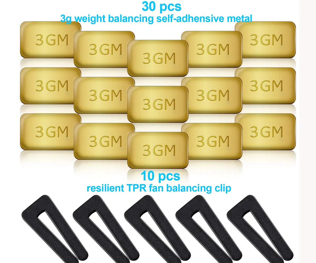 HFYHWT Ceiling Fan Balancing Kit with 10 Clips & 30 Metal Weights | 40-Piece Set for Wobble Reduction - view 3