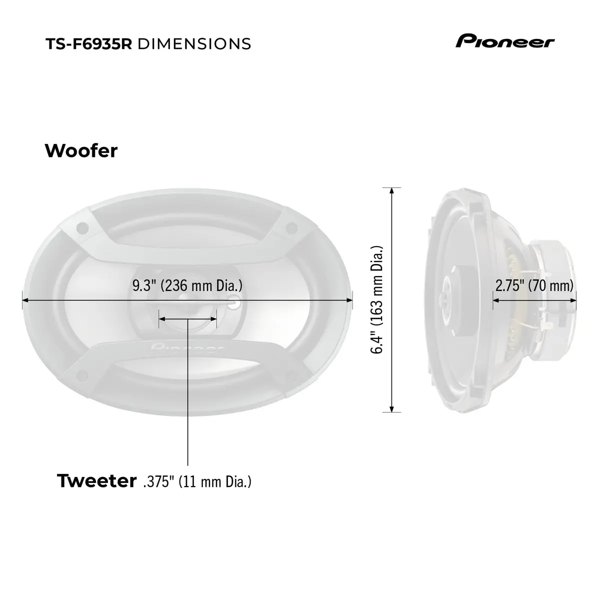 PIONEER F-Series TS-F6935R 6" x 9" 3-Way Coaxial Car Speakers 230W Max | 3-Way Coaxial Car Speakers for Immersive Sound - view 6