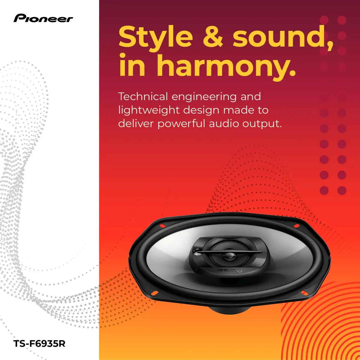 PIONEER F-Series TS-F6935R 6" x 9" 3-Way Coaxial Car Speakers 230W Max | 3-Way Coaxial Car Speakers for Immersive Sound - view 3