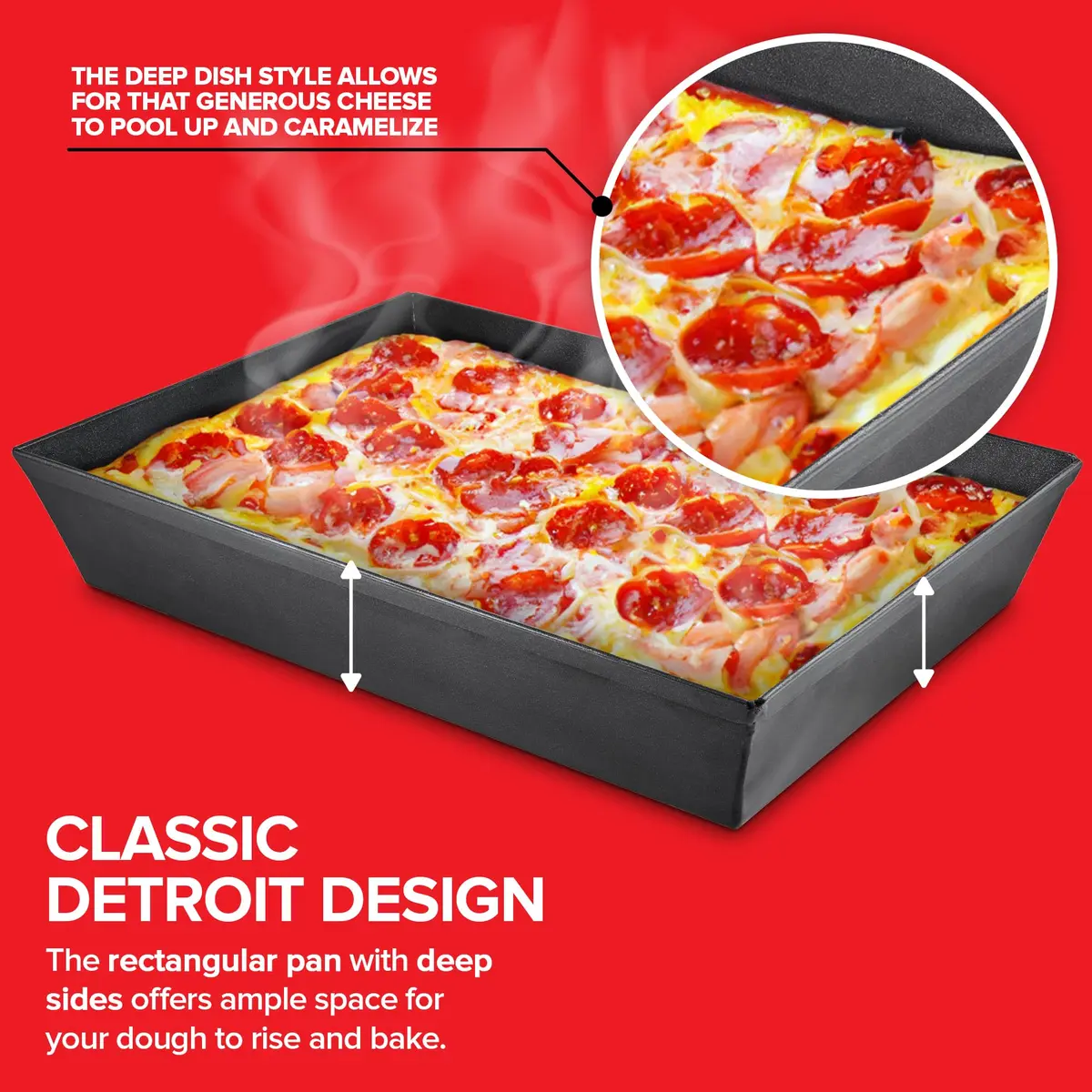 Stock Your Home 8x10 Detroit Style Pizza Pan – Non-Stick Deep Dish Aluminum Pan for Focaccia, Sicilian Bread, Brownies & Chicago-Style Pizza - view 3