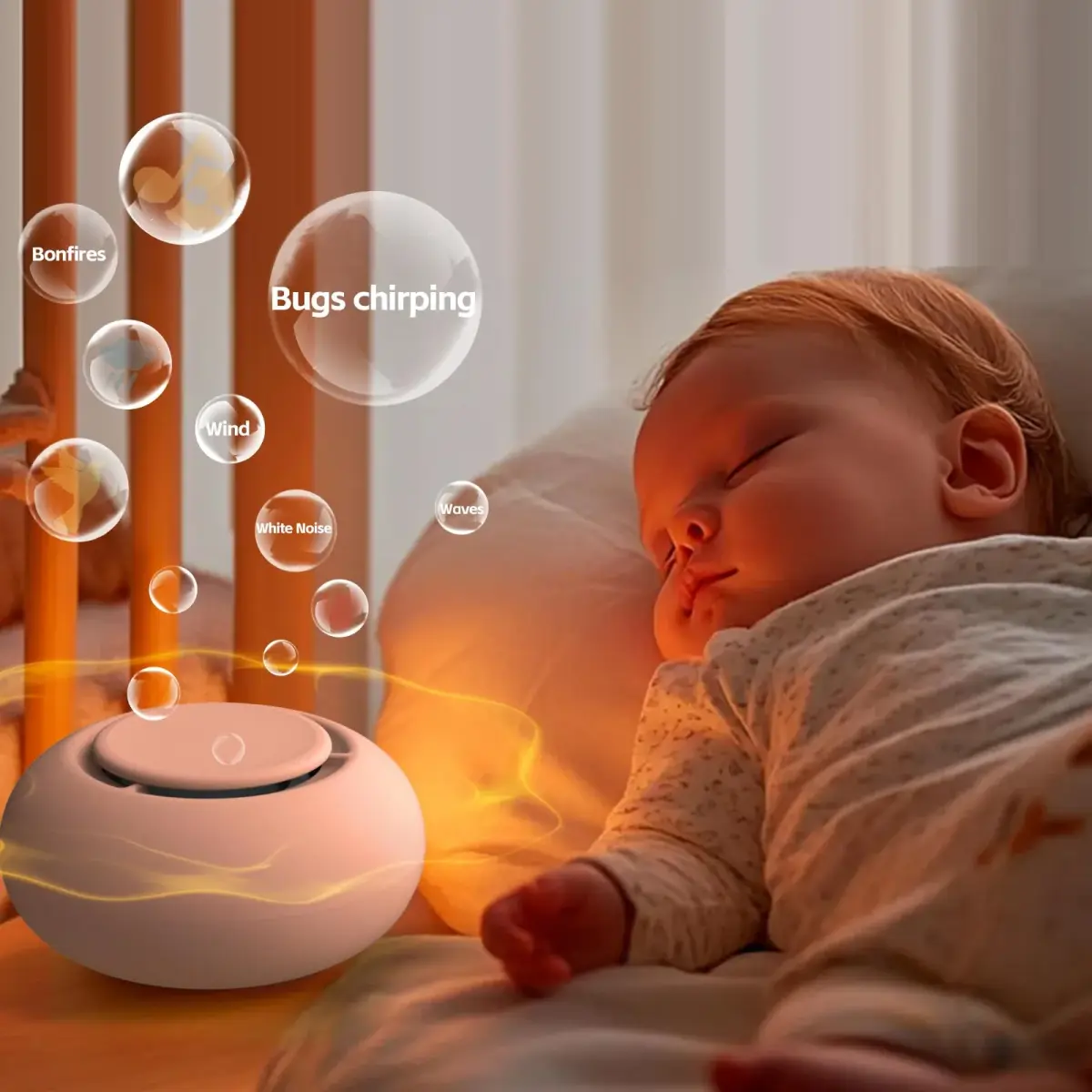 jaroco Portable Baby Sound Machine & Essentials for Babies & Kids-Peach | 20 Soothing Sounds, 15-Hour Battery Life, USB-C Rechargeable - view 3