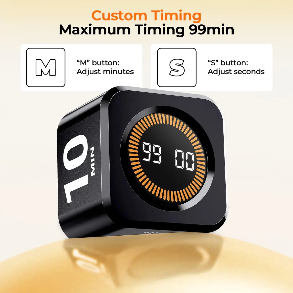 EooCoo Rotating Flip Timer 5/10/25/50 Min, USB-C Rechargeable, Visual Countdown & Stopwatch | ADHD Tools for Study & Work - view 6