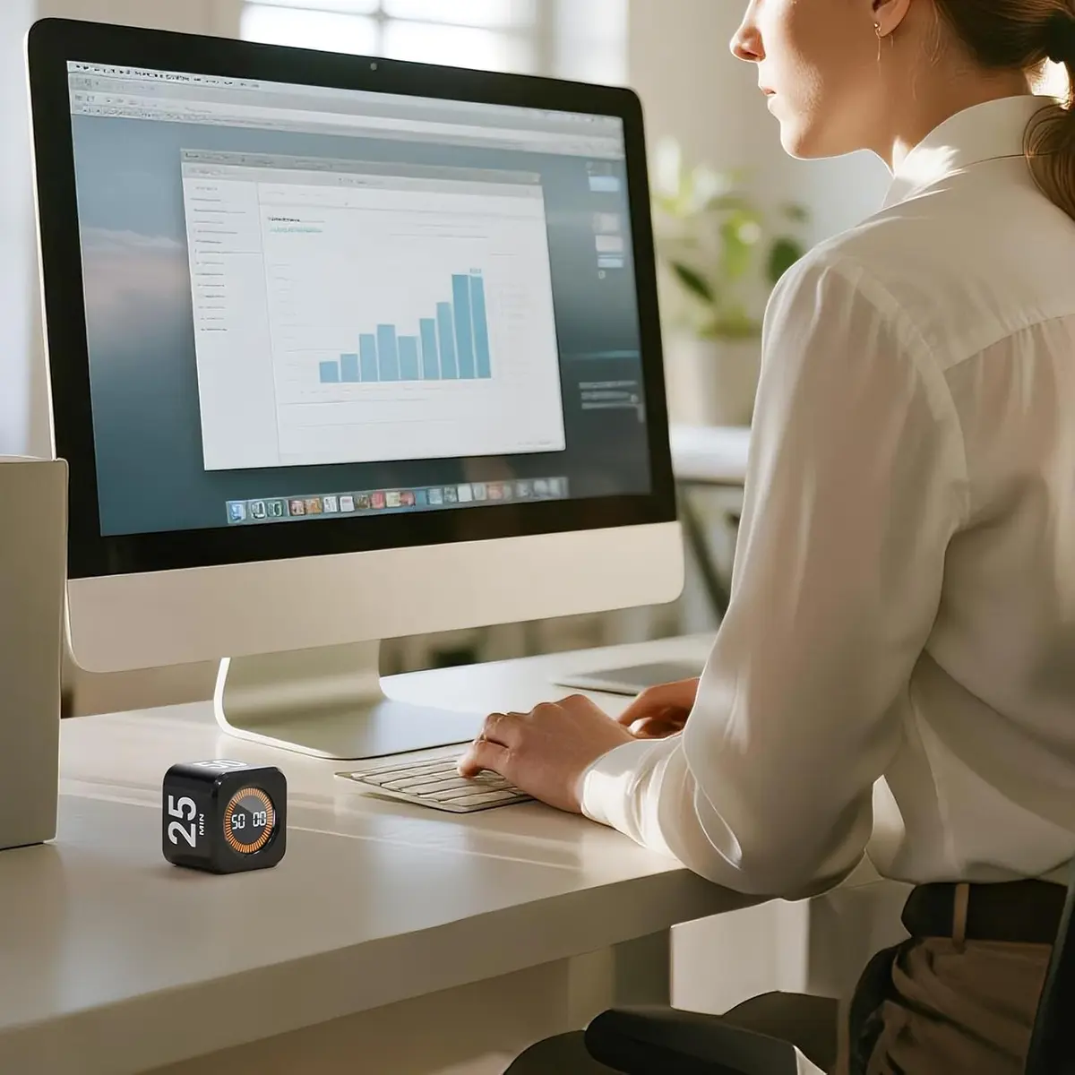 EooCoo Rotating Flip Timer 5/10/25/50 Min, USB-C Rechargeable, Visual Countdown & Stopwatch | ADHD Tools for Study & Work - view 2
