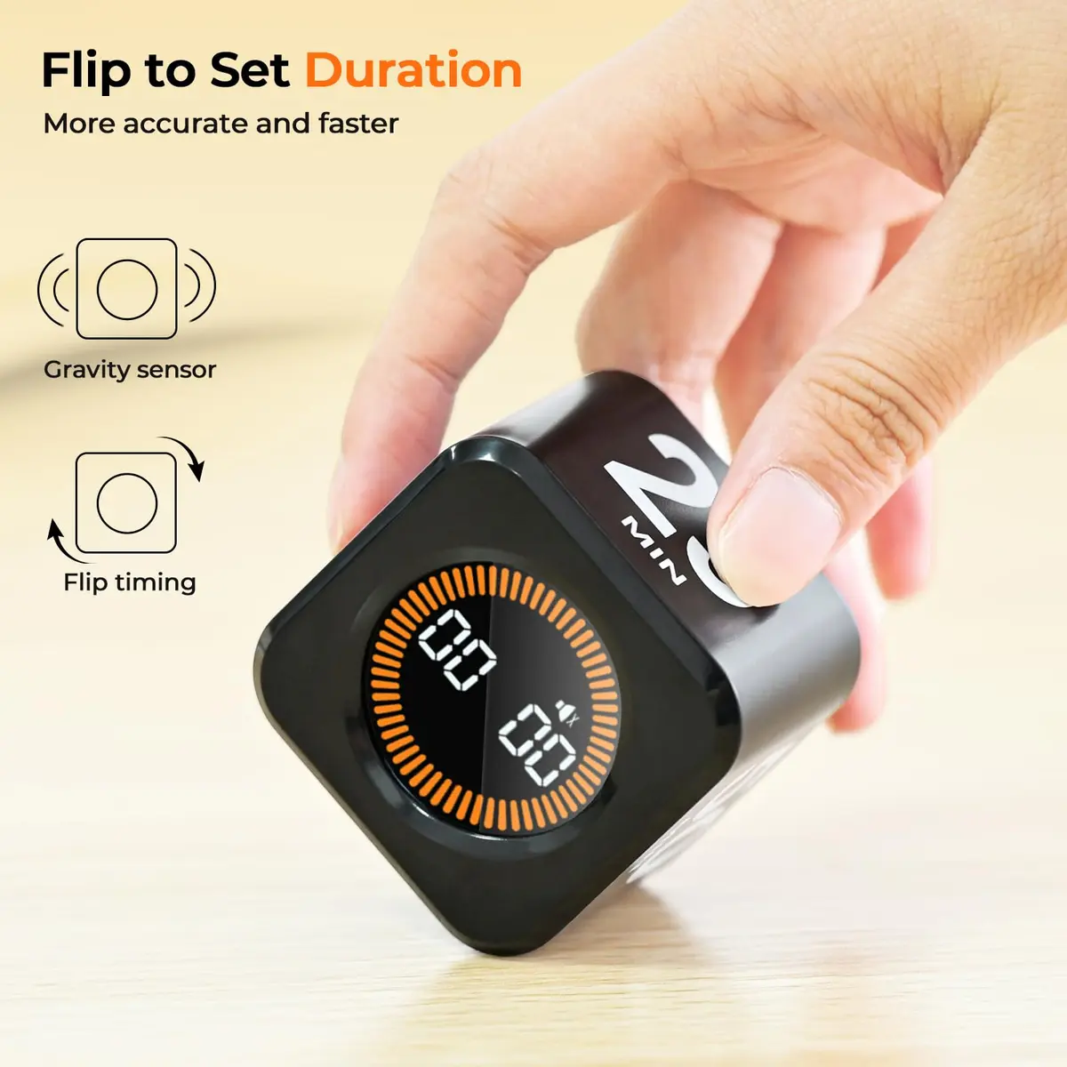 EooCoo Rotating Flip Timer 5/10/25/50 Min, USB-C Rechargeable, Visual Countdown & Stopwatch | ADHD Tools for Study & Work - view 4