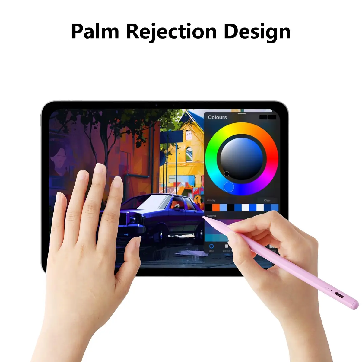 Waiktyne Purple Stylus Pen for iPad 11th-6th Gen, Pro 13" M4, Air M3 M2, Mini A17 Pro | Tilt Sensitive Active Stylus - view 3