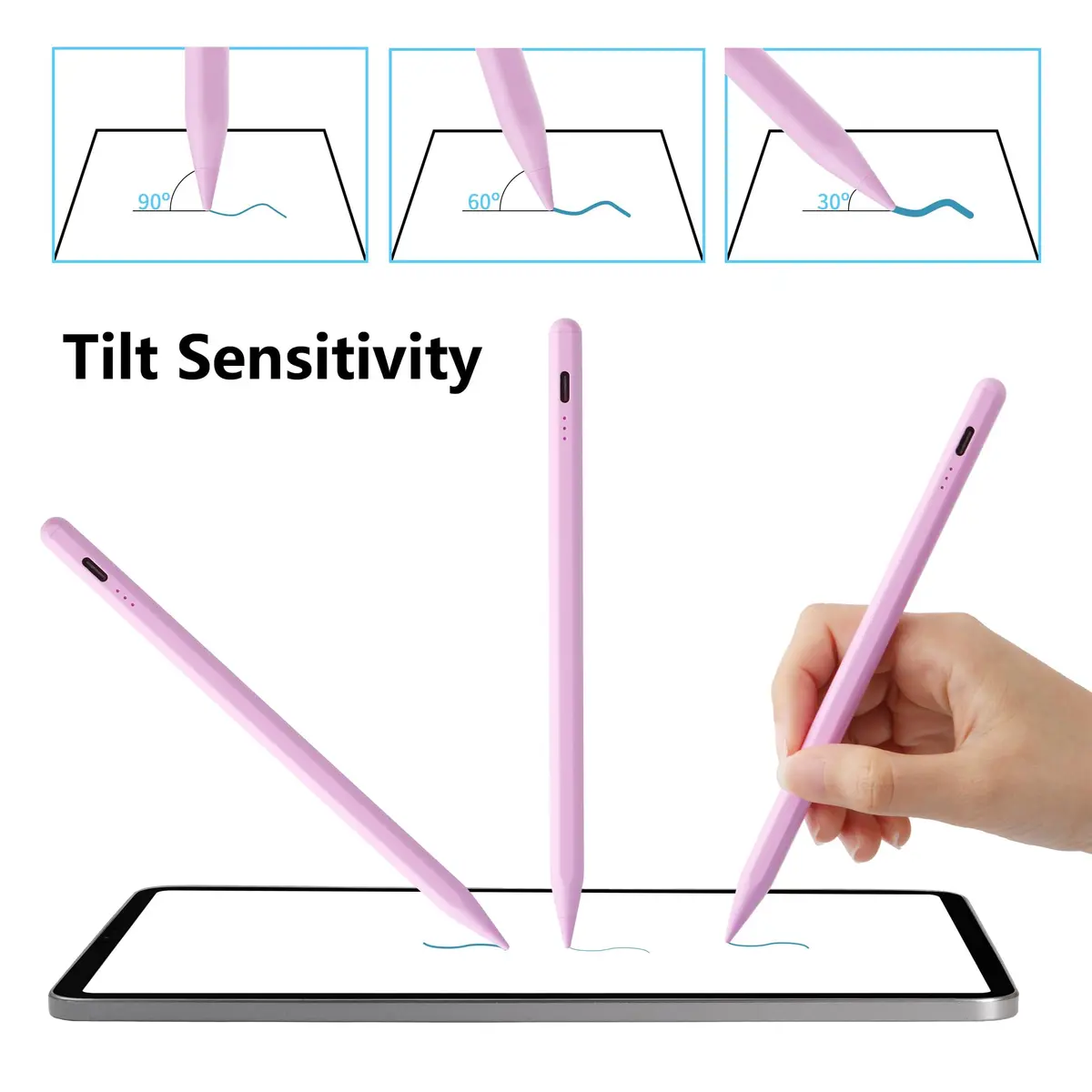 Waiktyne Purple Stylus Pen for iPad 11th-6th Gen, Pro 13" M4, Air M3 M2, Mini A17 Pro | Tilt Sensitive Active Stylus - view 4