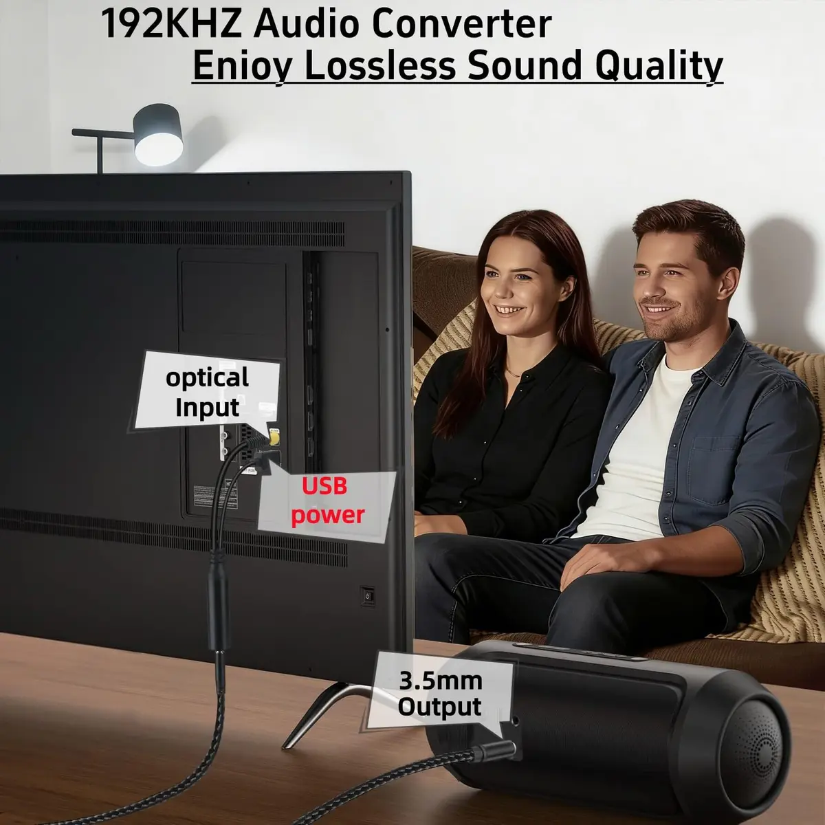 NCGGY 192KHz DAC Optical to 3.5mm Audio Converter | Unidirectional Optical to AUX, 3ft - view 4