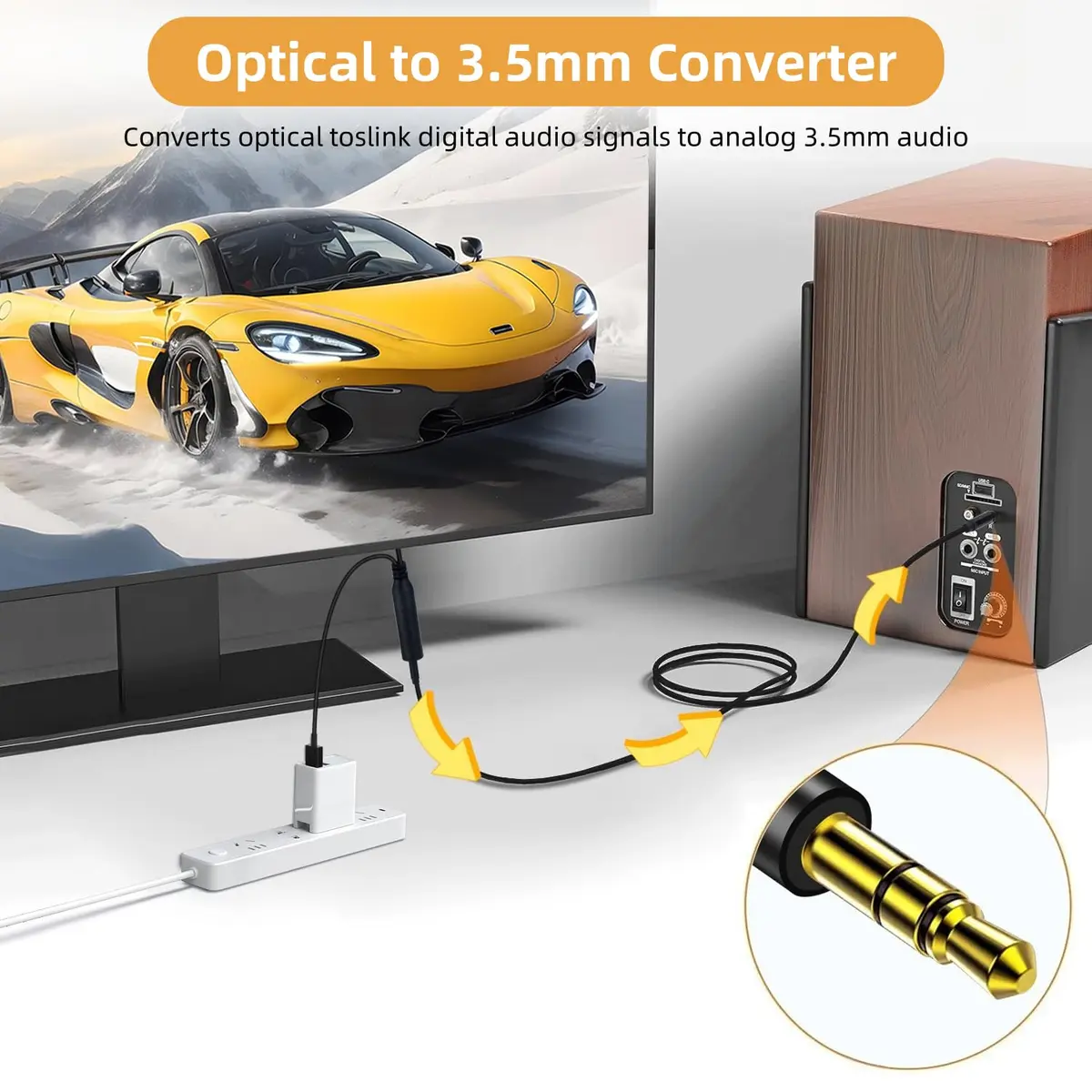 NCGGY 192KHz DAC Optical to 3.5mm Audio Converter | Unidirectional Optical to AUX, 3ft - view 2