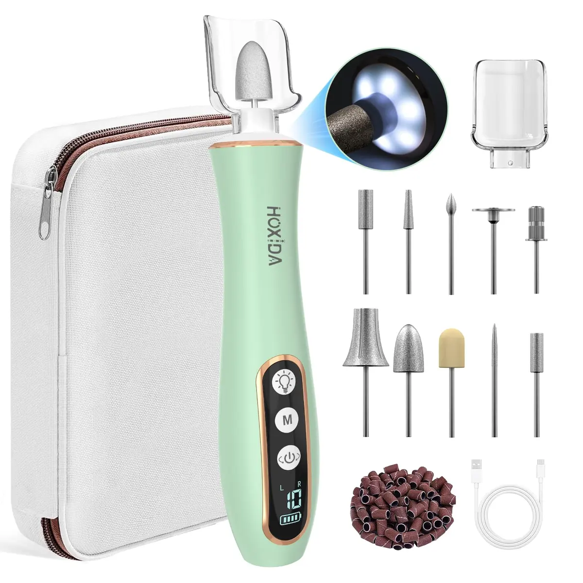 Hoxida Professional Cordless Electric Nail Drill Kit with 360° LED Light & 10 Speeds | 20,000 RPM - main product image