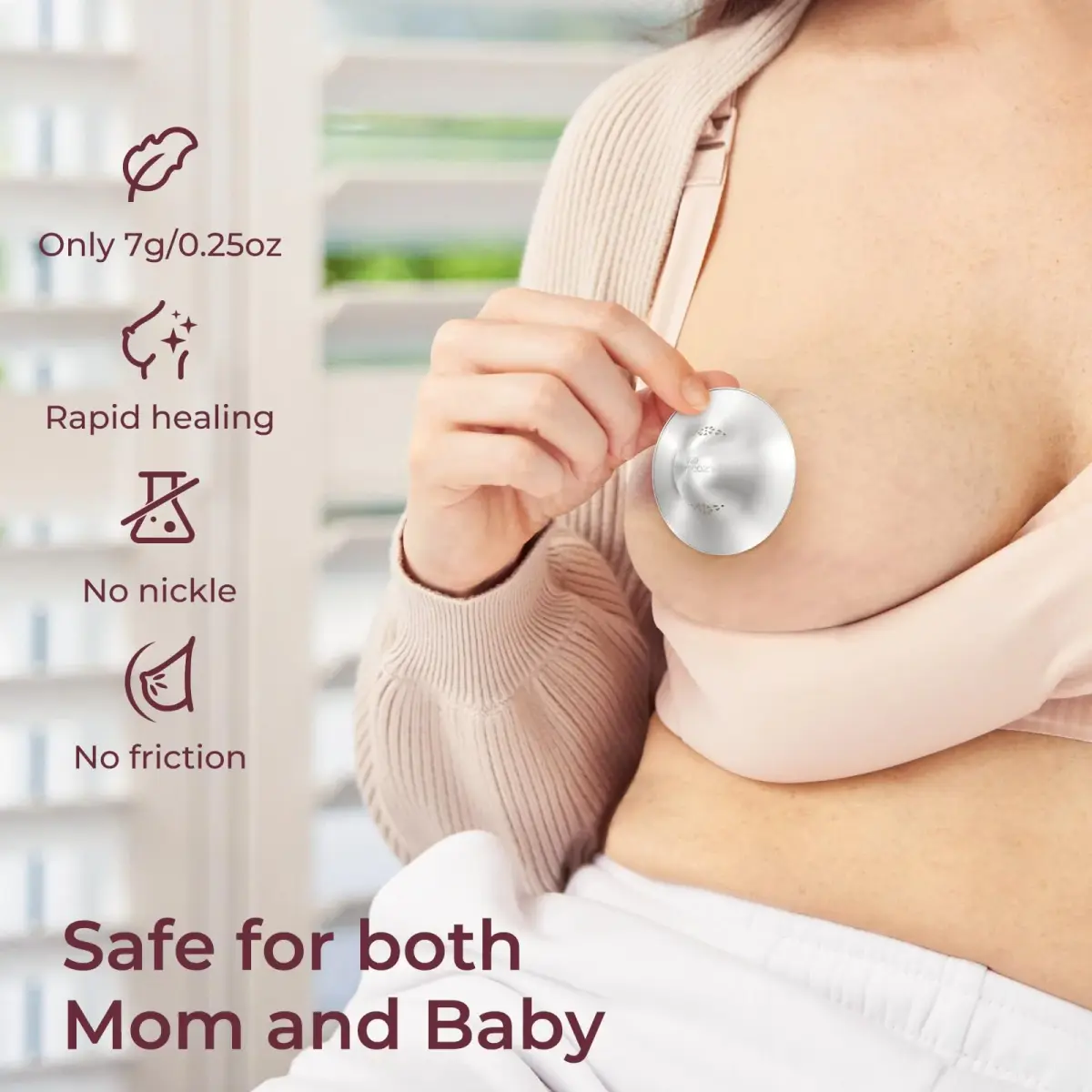 Momcozy 999 Silver Nursing Cups XXL Size | Perforated Breathable Design for Breastfeeding Essentials - view 7