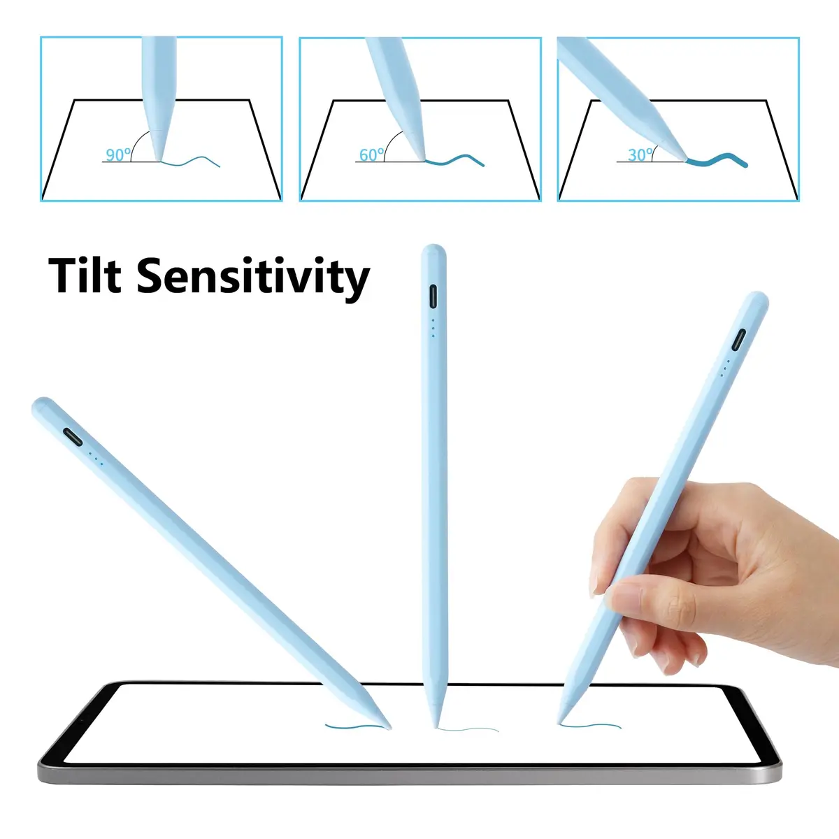 Waiktyne Stylus Pen for iPad A16 11th-10th Gen, iPad Pro 13" M4, iPad Air M3 M2, iPad mini A17 Pro 7th Gen - Blue (167mm) - view 4