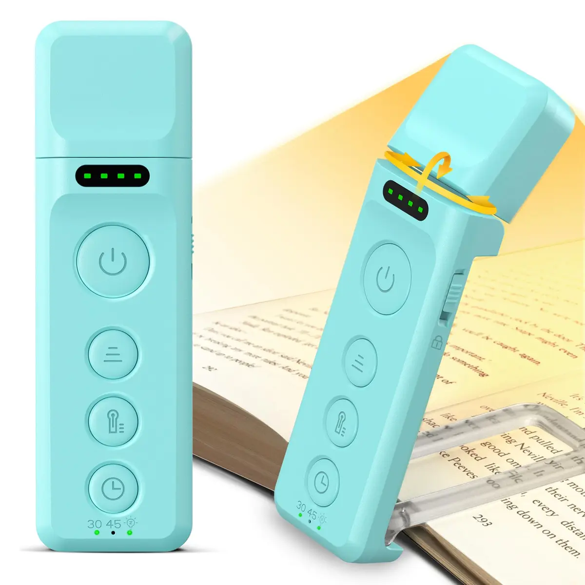 Glocusent 14 LED Book Light for Reading in Bed, USB-C Rechargeable, 10.4cm (4.1in) | Eye-Caring Clip-On Light with Timer - main product image