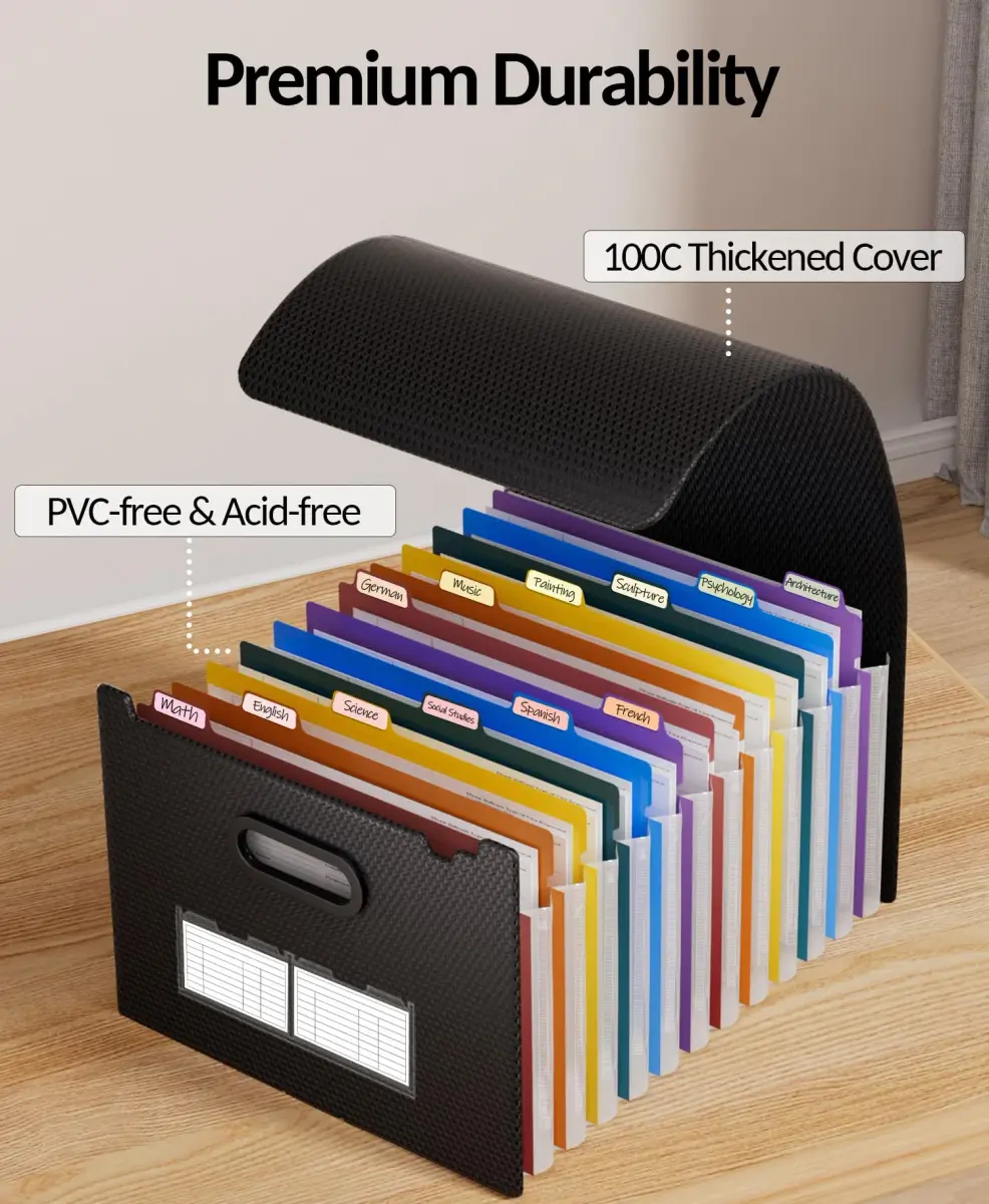 Sooez Accordion File Organizer 13-Pocket Letter Size | Deeper Pockets Keep Index Tabs Visible - view 5