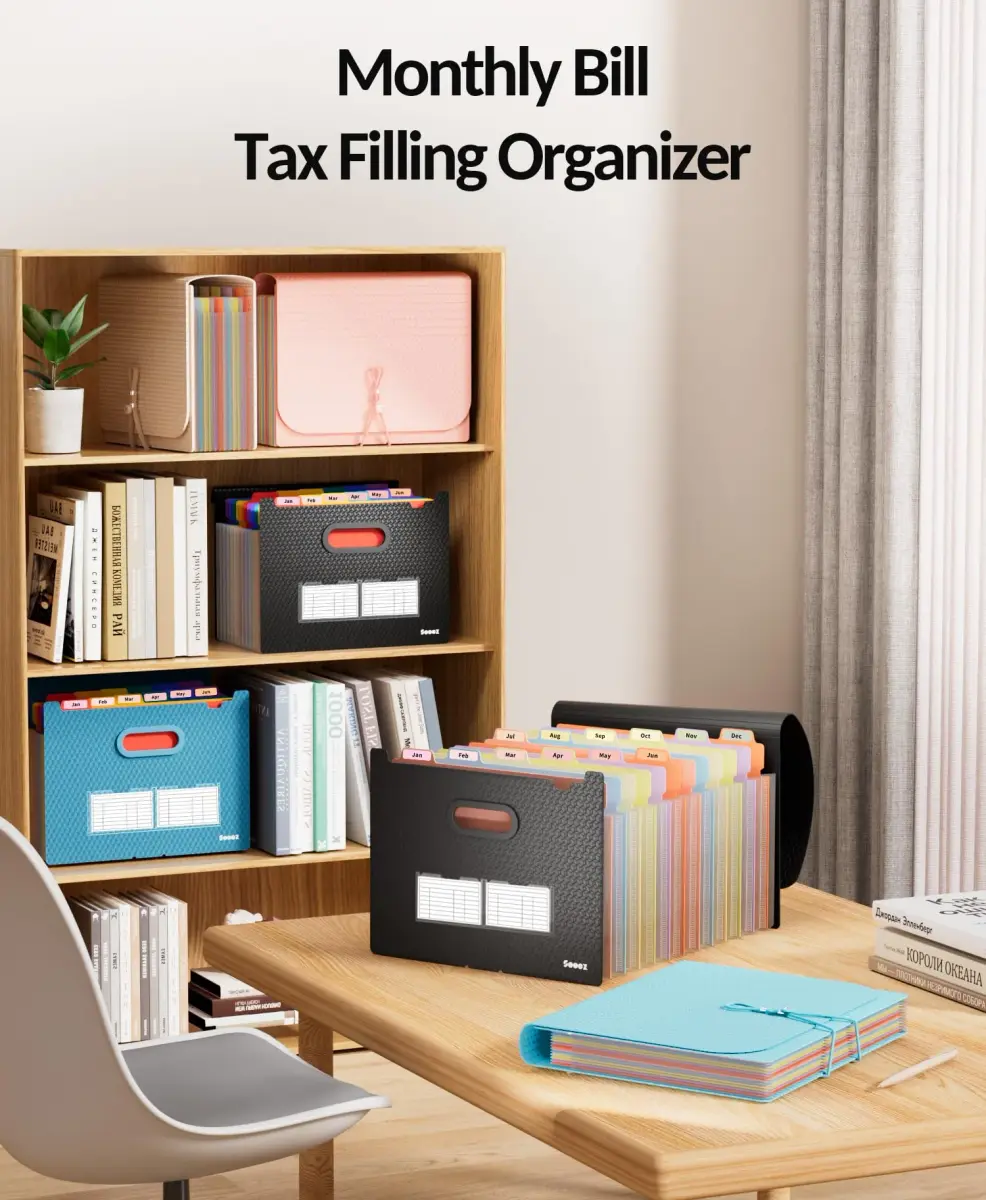 Sooez Accordion File Organizer 13-Pocket Letter Size | Deeper Pockets Keep Index Tabs Visible - view 7