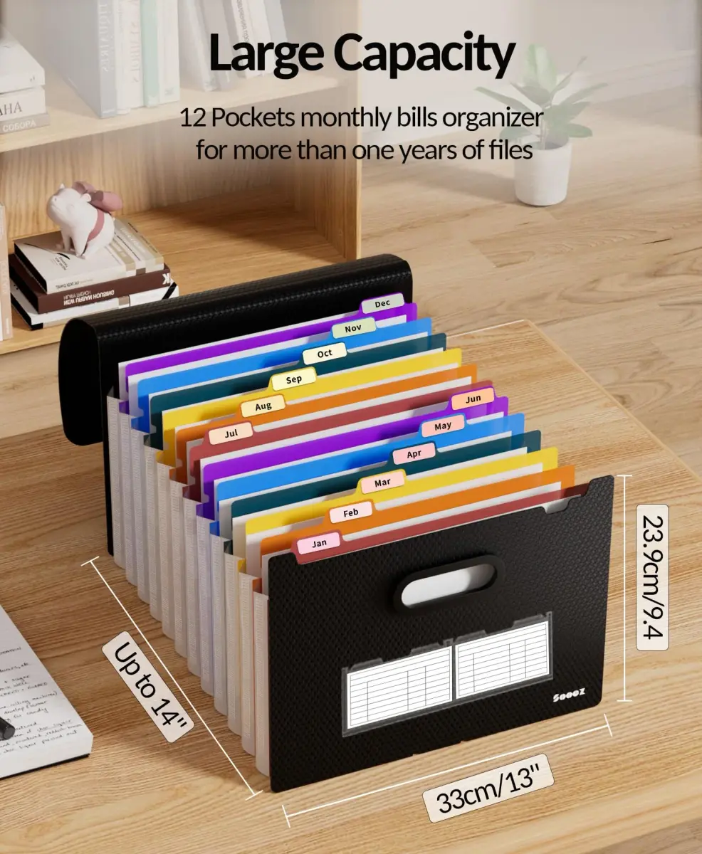Sooez Accordion File Organizer 13-Pocket Letter Size | Deeper Pockets Keep Index Tabs Visible - view 4