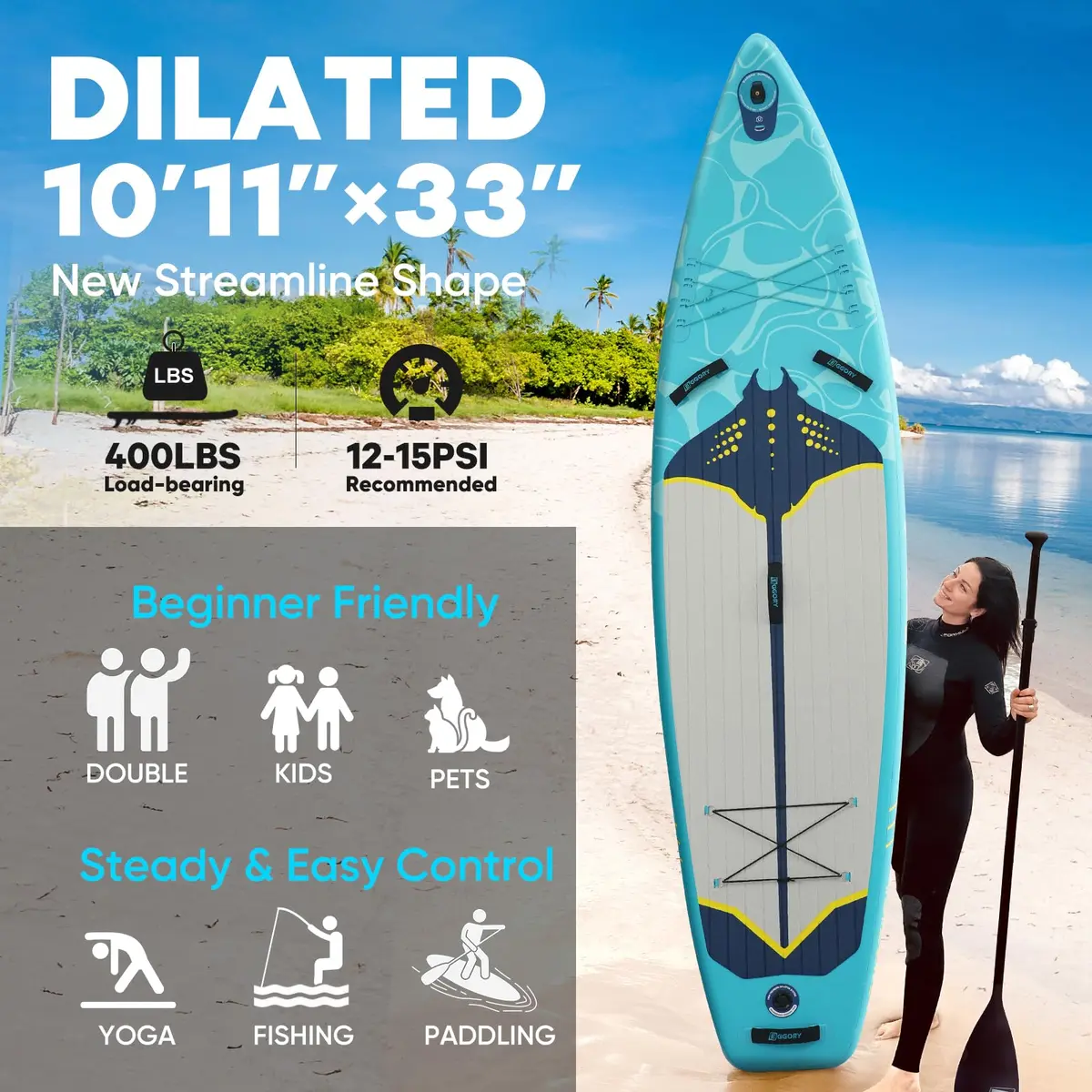 EGGORY Inflatable Paddle Board 11 ft | Versatile Water Sports Gear for Adults - view 2