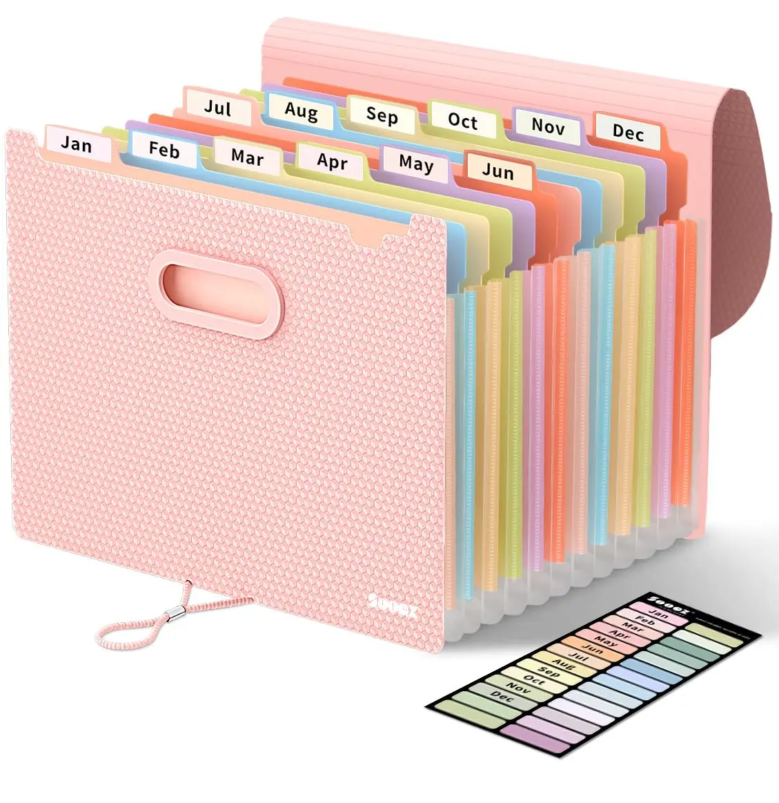 Sooez Accordion File Organizer 13-Pocket Letter Size | Durable Pink Pastels with Deeper Pockets - main product image