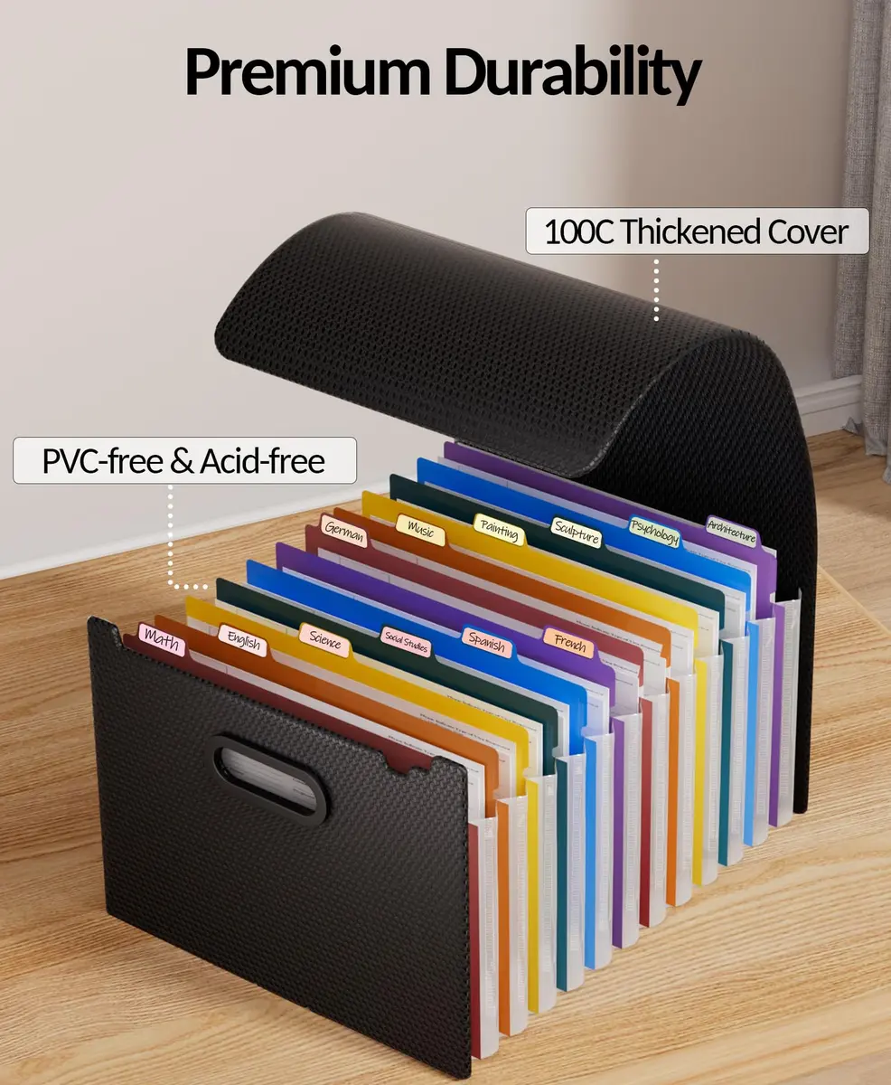 Sooez Accordion File Organizer 13-Pocket Letter Size | Deeper Pockets Keep Index Tabs Visible - view 5