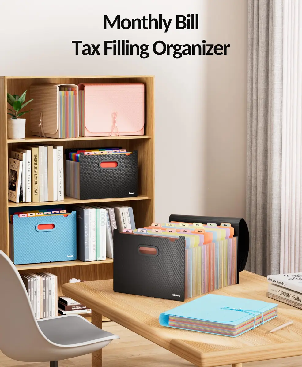 Sooez Accordion File Organizer 13-Pocket Letter Size | Deeper Pockets Keep Index Tabs Visible - view 7