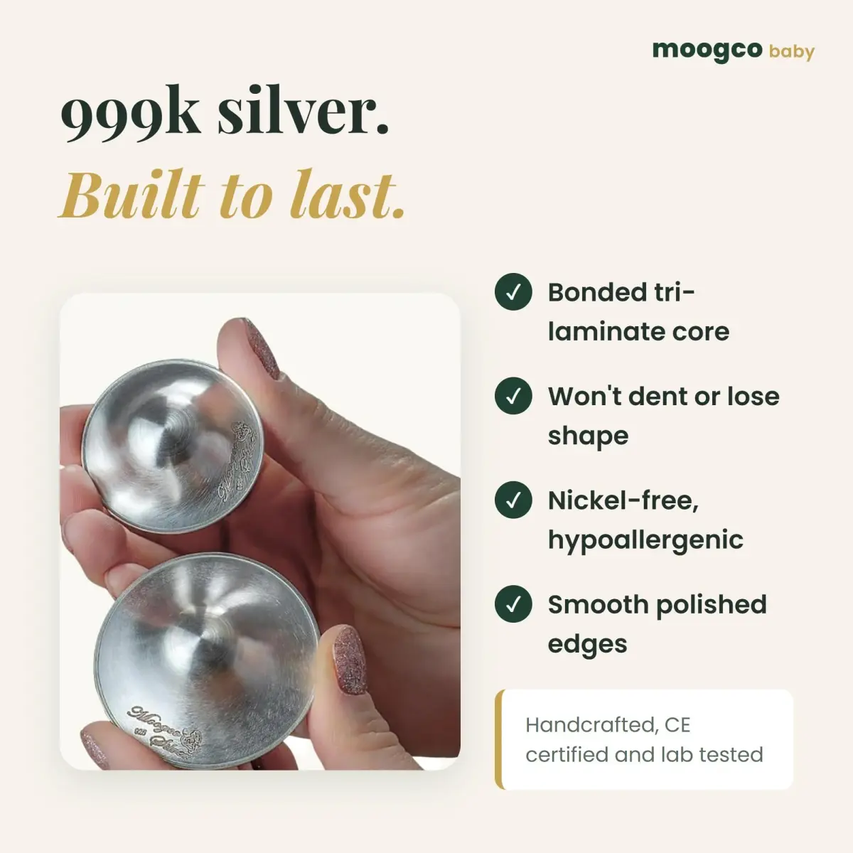 MOOGCO Original Silver Nursing Cups X-Large | 99.9% Pure Silver for Soothing Relief - view 6