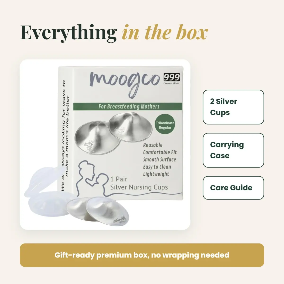 MOOGCO Original Silver Nursing Cups X-Large | 99.9% Pure Silver for Soothing Relief - view 7