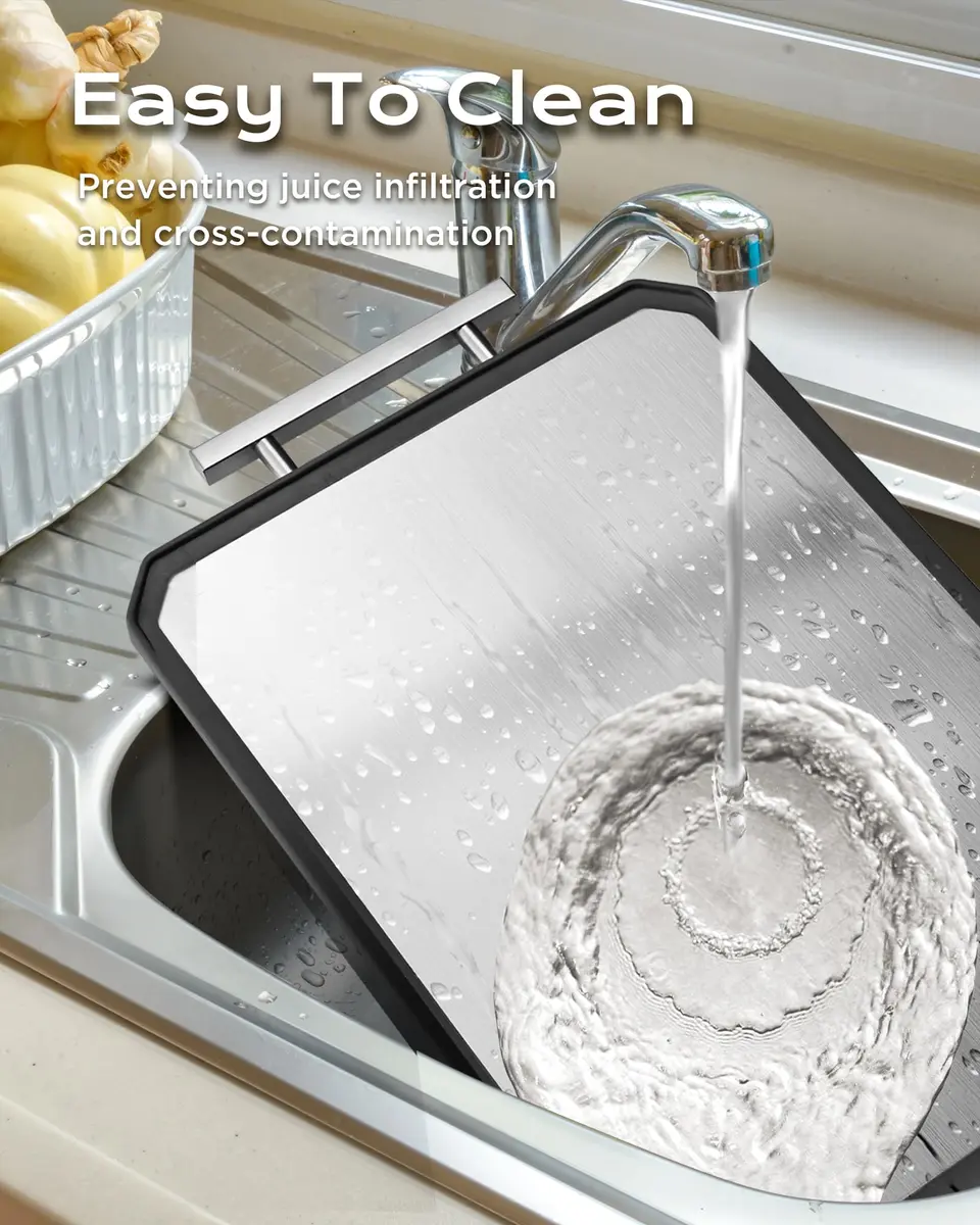 SNOWCLAD Extra Large Stainless Steel Cutting Board Set of 3 | Durable, Hygienic & Dishwasher Safe - view 8