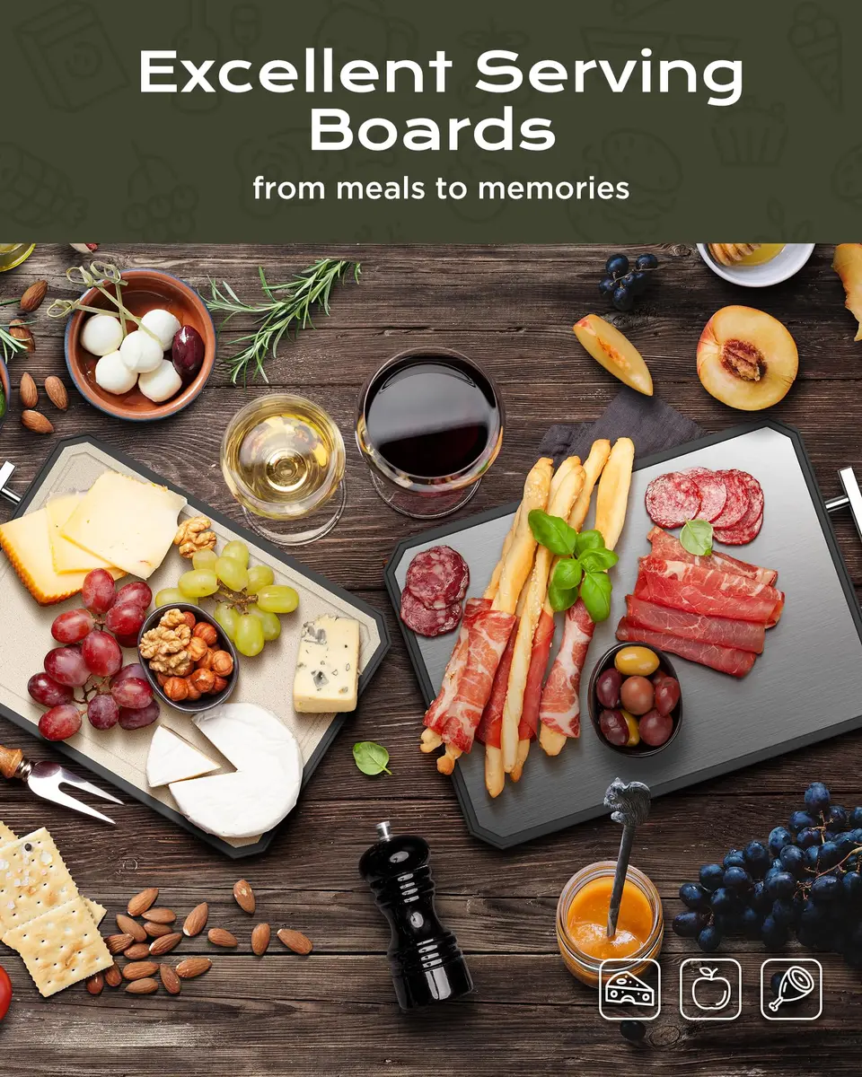 SNOWCLAD Extra Large Stainless Steel Cutting Board Set of 3 | Durable, Hygienic & Dishwasher Safe - view 2