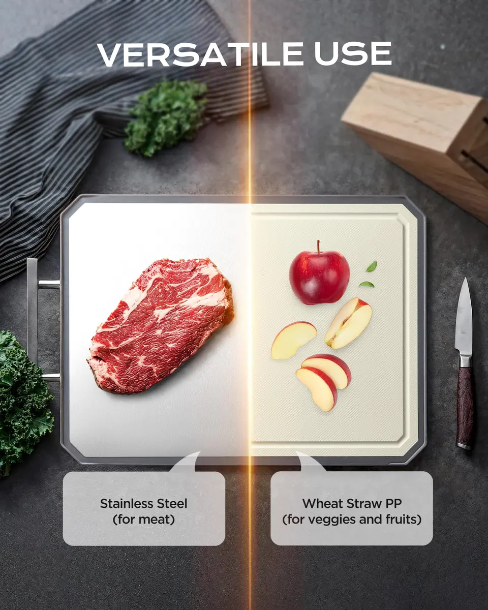 SNOWCLAD Extra Large Stainless Steel Cutting Board Set of 3 | Durable, Hygienic & Dishwasher Safe - view 3