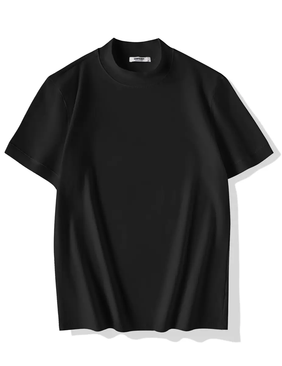 COOFANDY Heavy Weight Cotton Mock Turtleneck for Men Short Sleeve | Casual & Versatile (70-120 chars) - view 4