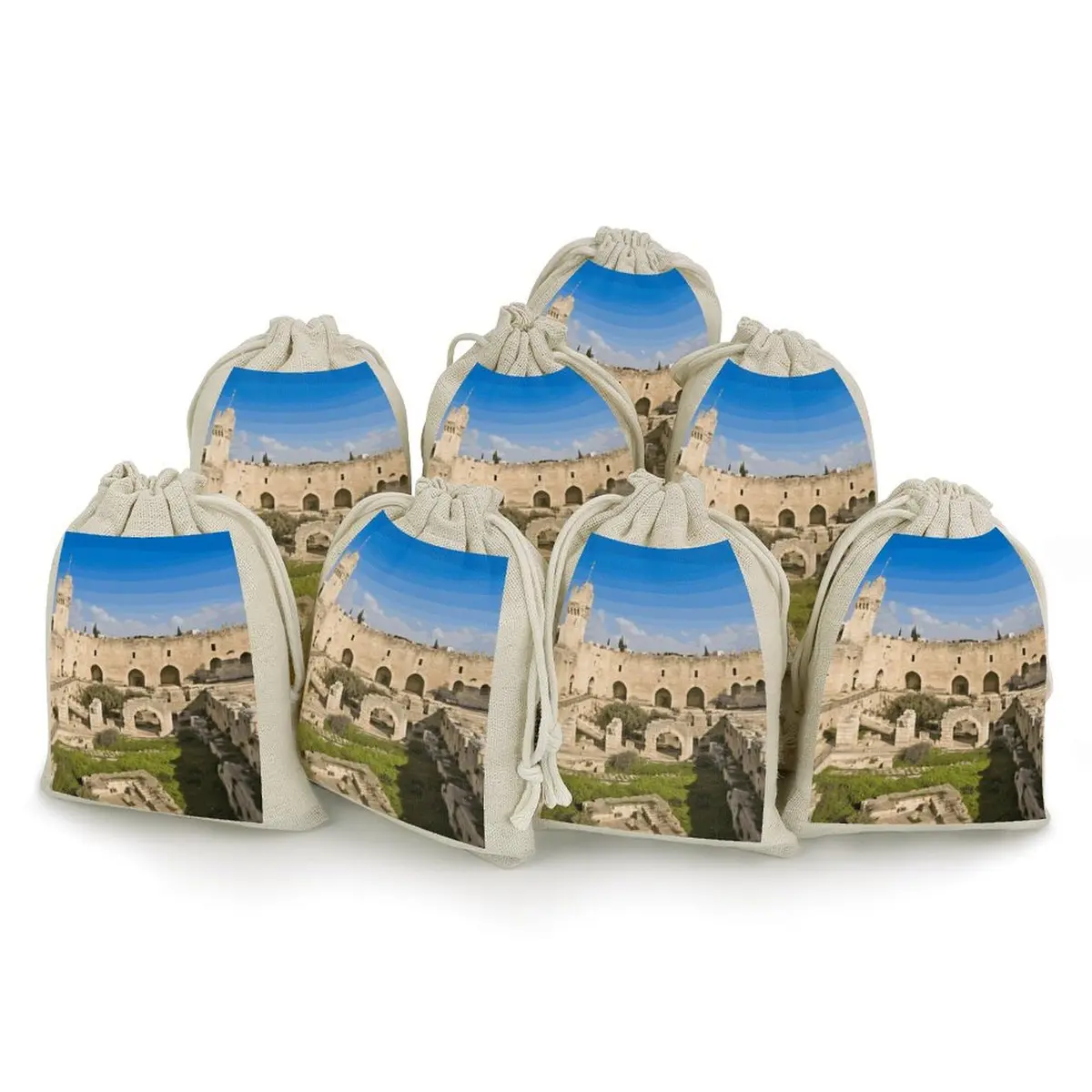 IOLVSHGH Israel at The Tower of David Cotton Muslin Bags 6.7x4.9 Inch | Reusable Gift & Spice Pouches - main product image