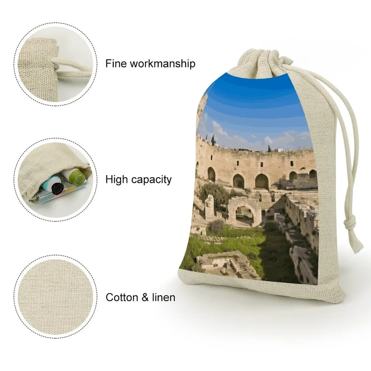 IOLVSHGH Israel at The Tower of David Cotton Muslin Bags 6.7x4.9 Inch | Reusable Gift & Spice Pouches - view 3
