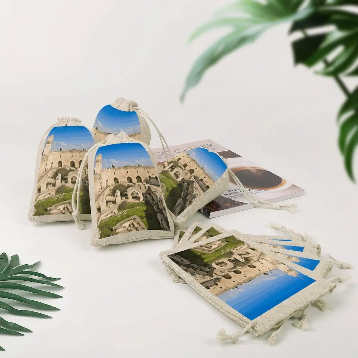 IOLVSHGH Israel at The Tower of David Cotton Muslin Bags 6.7x4.9 Inch | Reusable Gift & Spice Pouches - view 4
