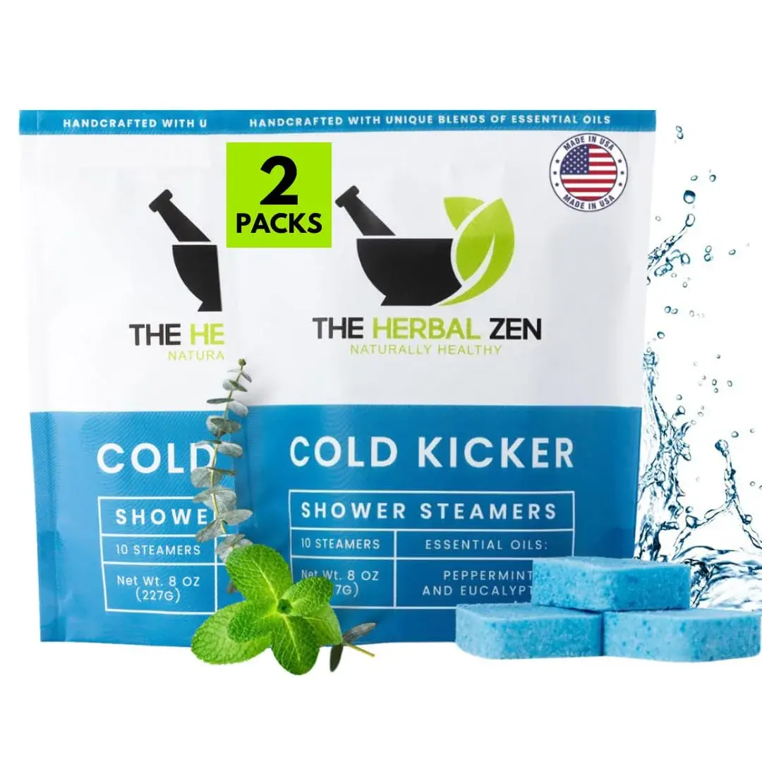 The Herbal Zen Cold Kicker Shower Steamers Aromatherapy Relief - 20 Pack | Eucalyptus & Peppermint Vapor Tablets for Sinus Relief - main product image