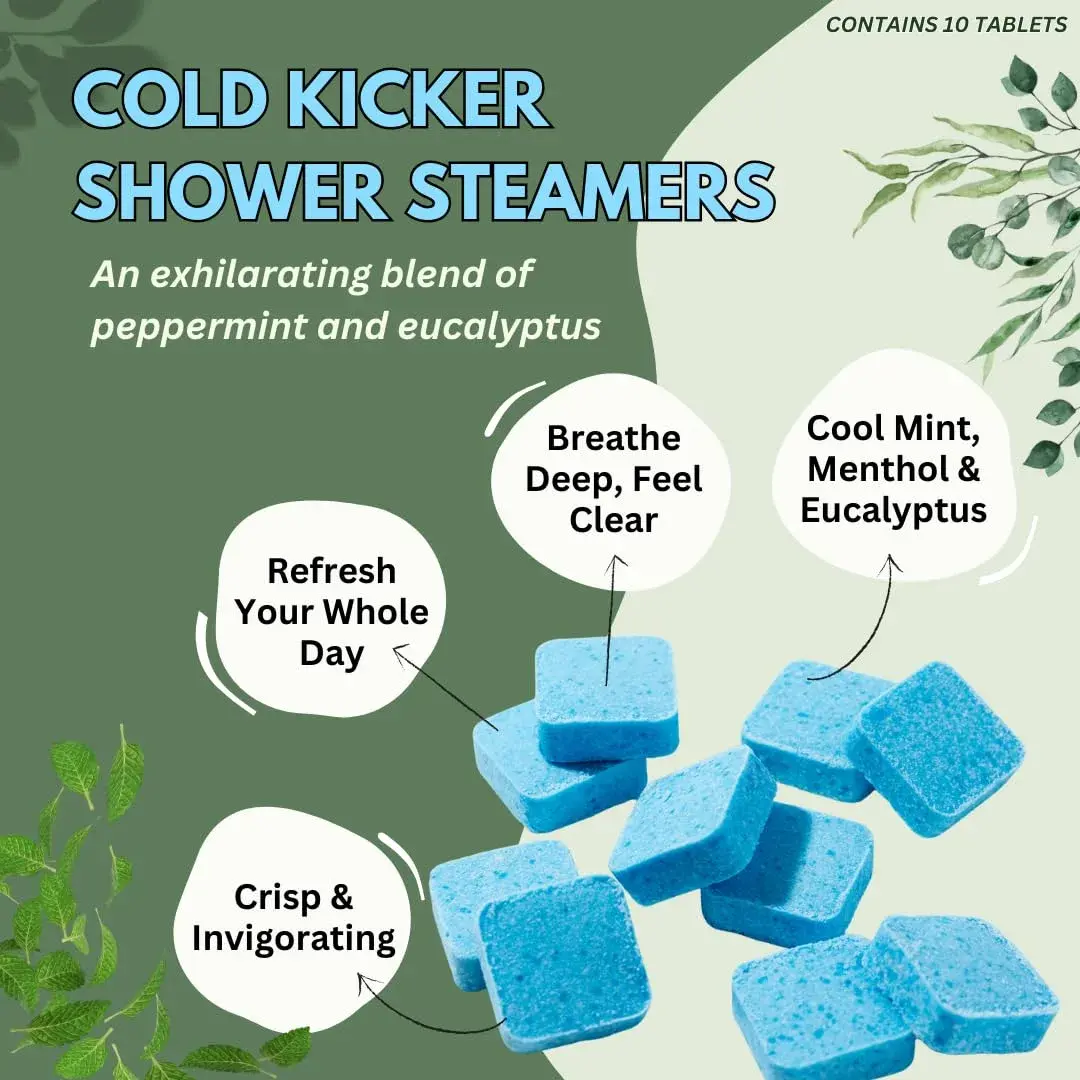 The Herbal Zen Cold Kicker Shower Steamers Aromatherapy Relief - 20 Pack | Eucalyptus & Peppermint Vapor Tablets for Sinus Relief - view 5