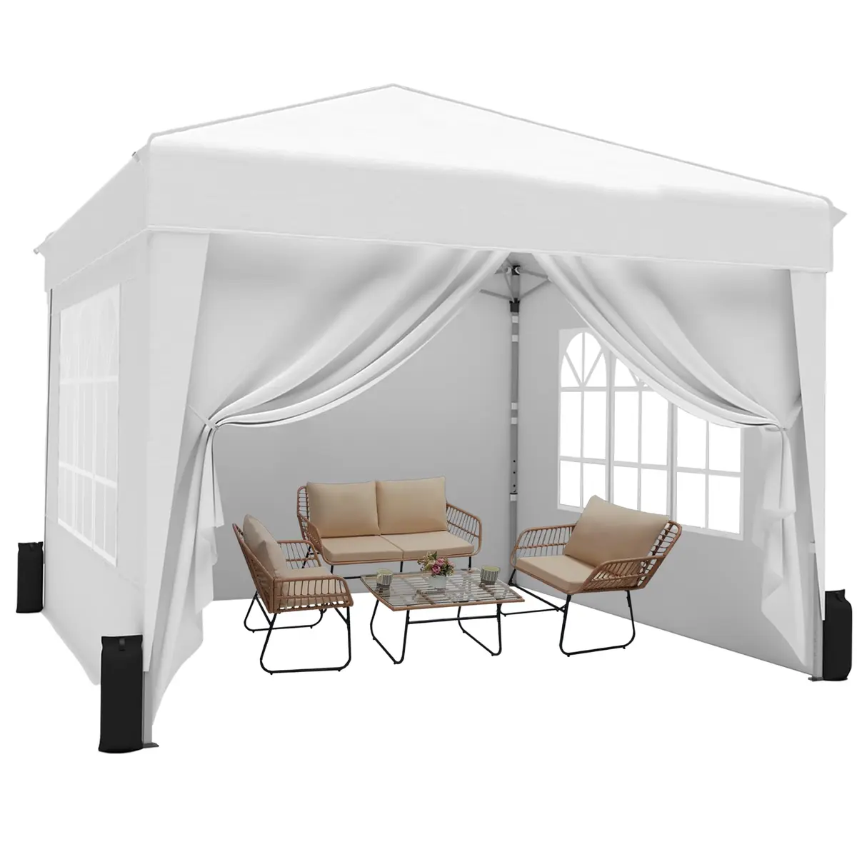 SANWAY 10x10 Pop Up Canopy with Sidewalls x 4 | Waterproof, UV-Resistant Portable Shelter - main product image