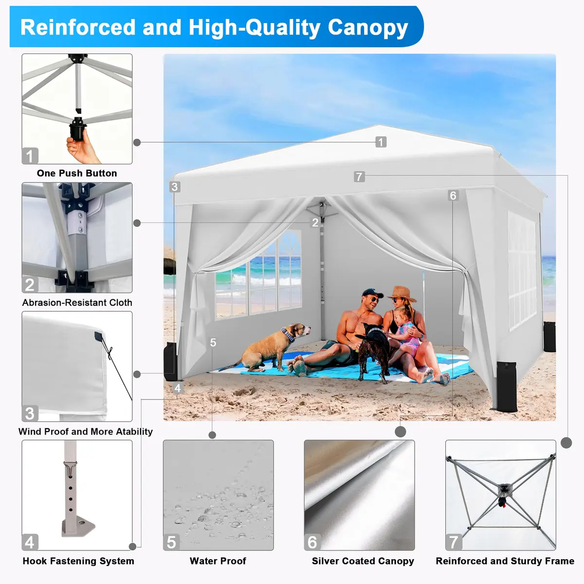 SANWAY 10x10 Pop Up Canopy with Sidewalls x 4 | Waterproof, UV-Resistant Portable Shelter - view 5