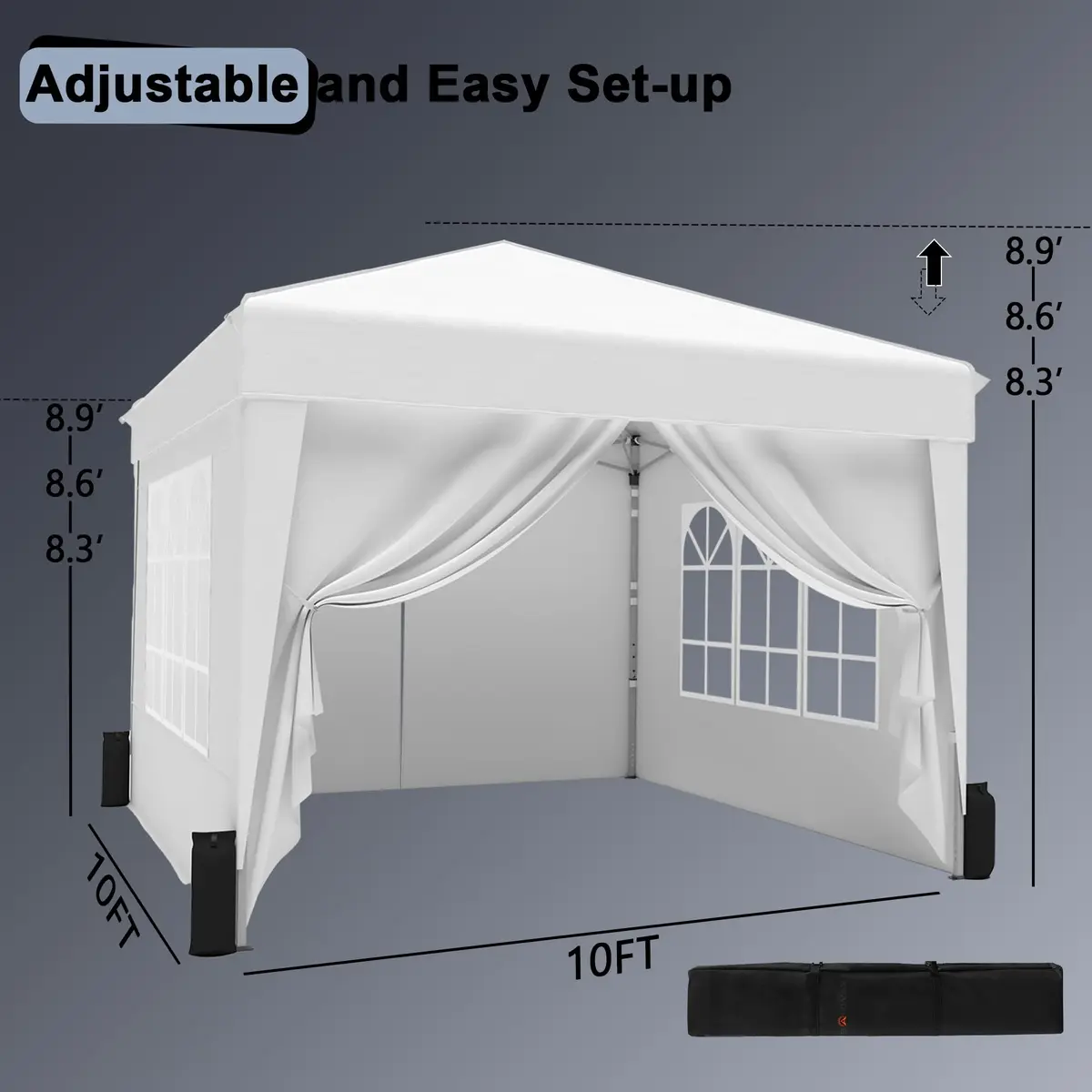 SANWAY 10x10 Pop Up Canopy with Sidewalls x 4 | Waterproof, UV-Resistant Portable Shelter - view 3