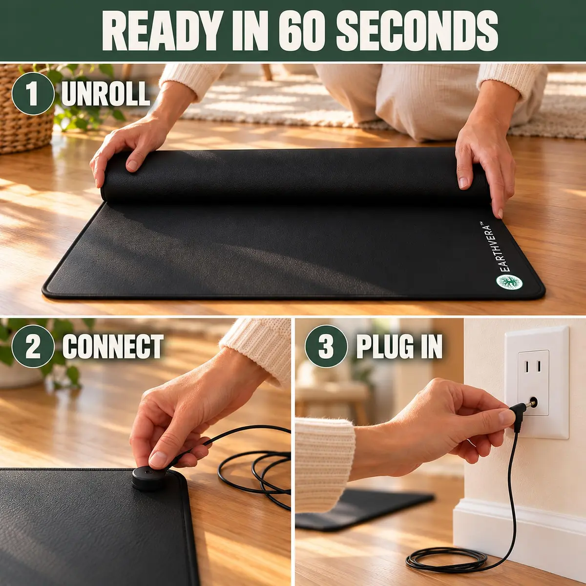 EARTHVERA Grounding Mat for Sleep, Feet & Desk | Supports Deep Sleep & Wellness - view 3