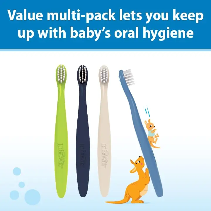 Dr. Brown's Infant-to-Toddler Toothbrush Set Soft & Gentle Manual Toothbrushes for Baby 0-3 Years – 4-Pack - view 7