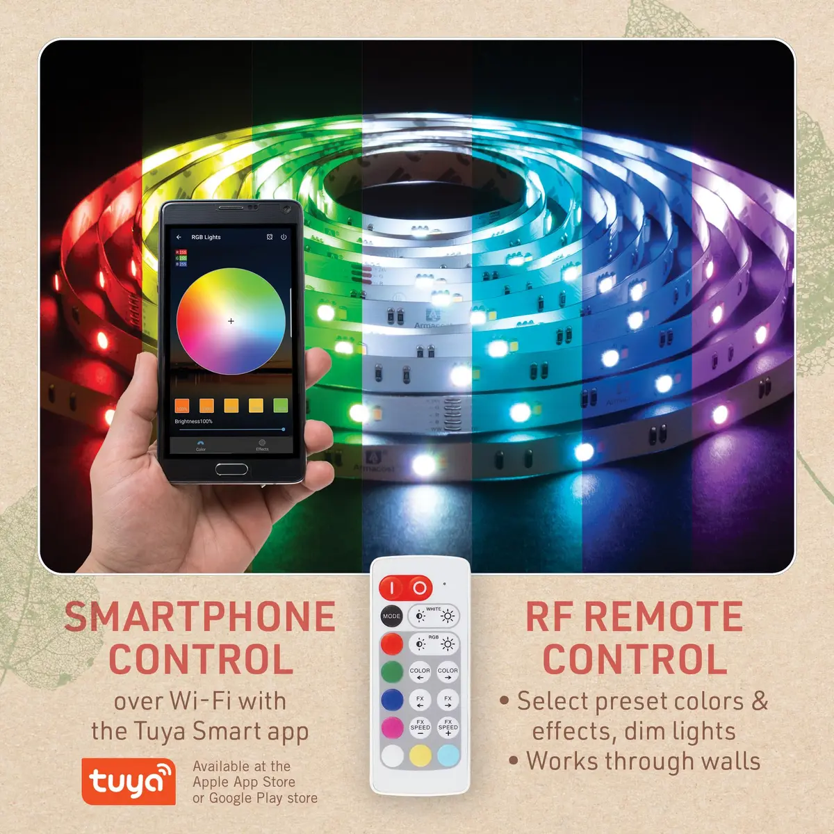 Birch Lighting Multicolor RGBW Smart LED Strip Light Kit 5m (16ft) with Remote & App Control - view 2